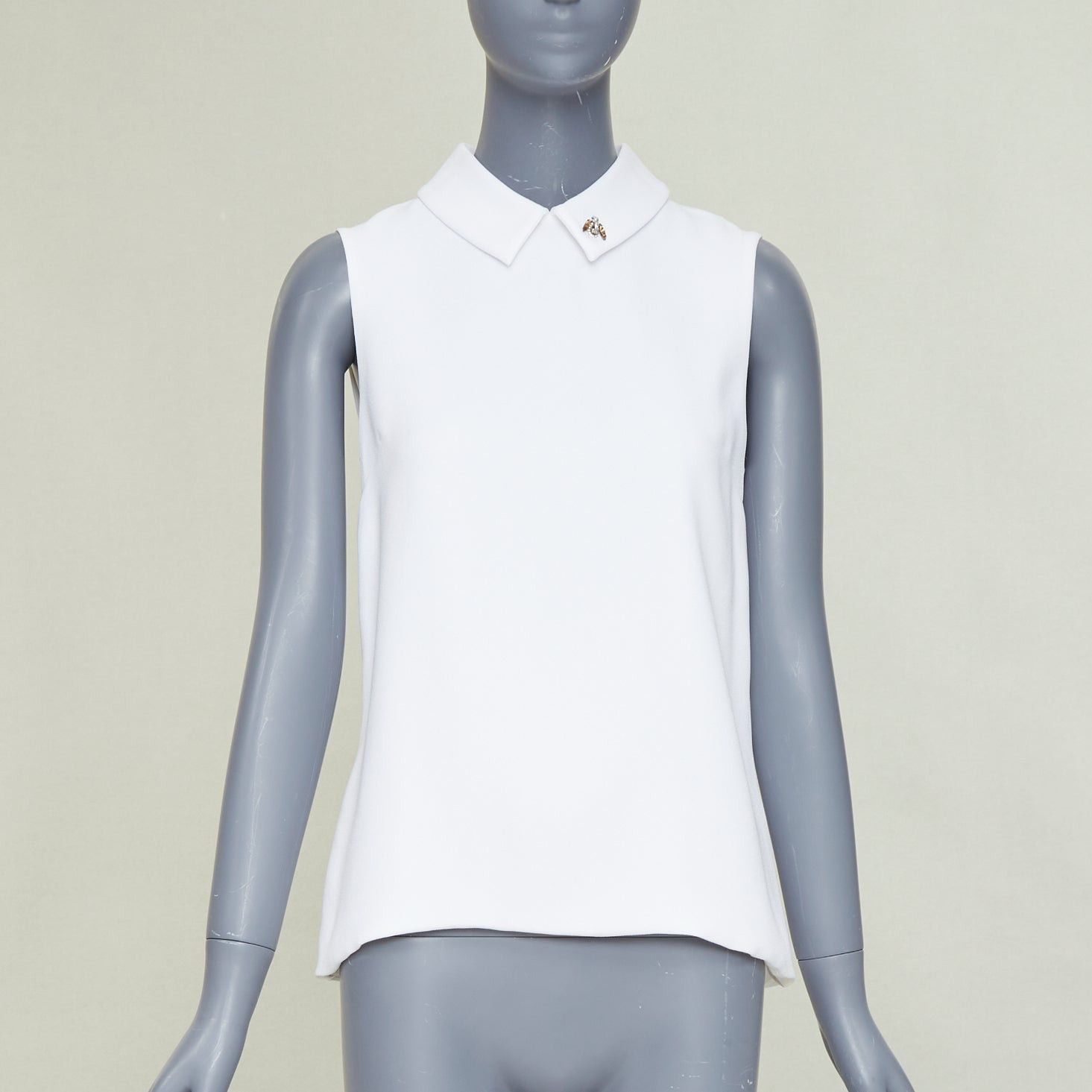 Dior DIOR white crepe yellow crystal embroidered bee collar blouse FR38 M Size M / US 6-8 / IT 42-44 - 1 Thumbnail
