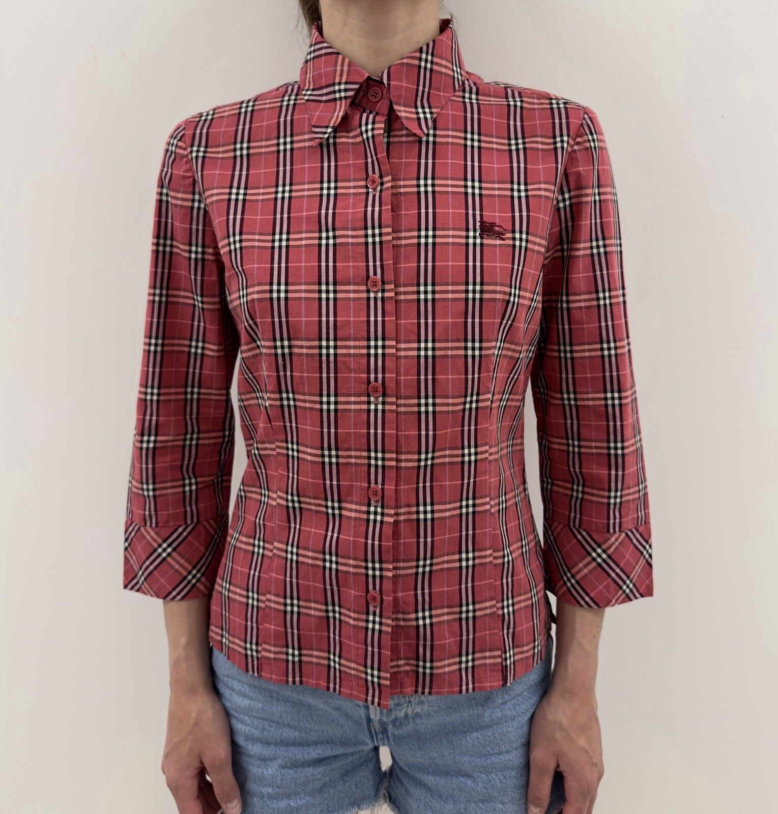 Burberry Burberry London Blue Label Womens Plaid Shirt Red Size 38 Size XS / US 0-2 / IT 36-38 - 5 Thumbnail