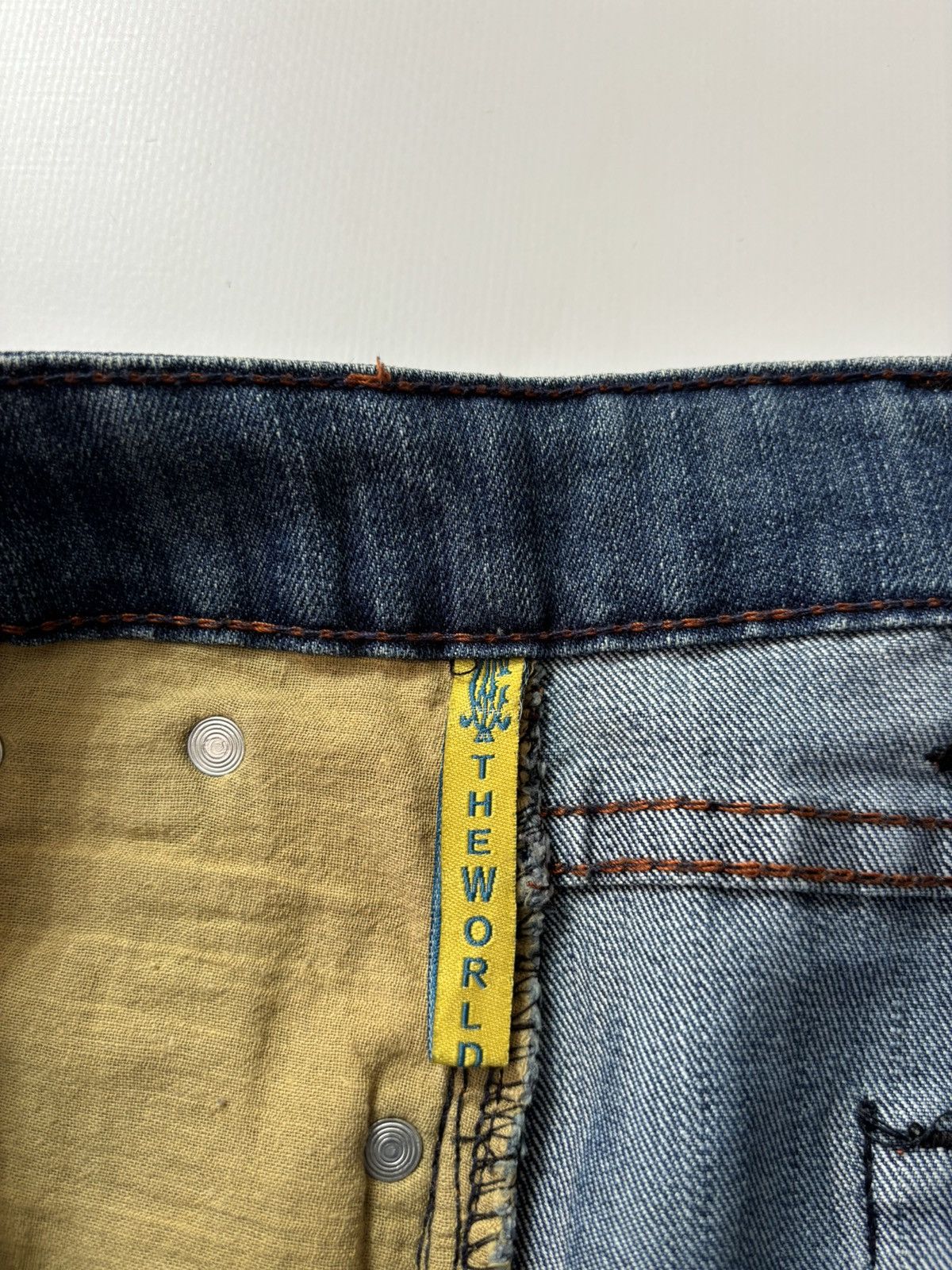 Christian Audigier × Designer × Vintage RARE CHRISTIAN AUDIGIER VINTAGE DENIM PRINTED MINI SKIRT 00s Size 30" / US 8 / IT 44 - 12 Thumbnail