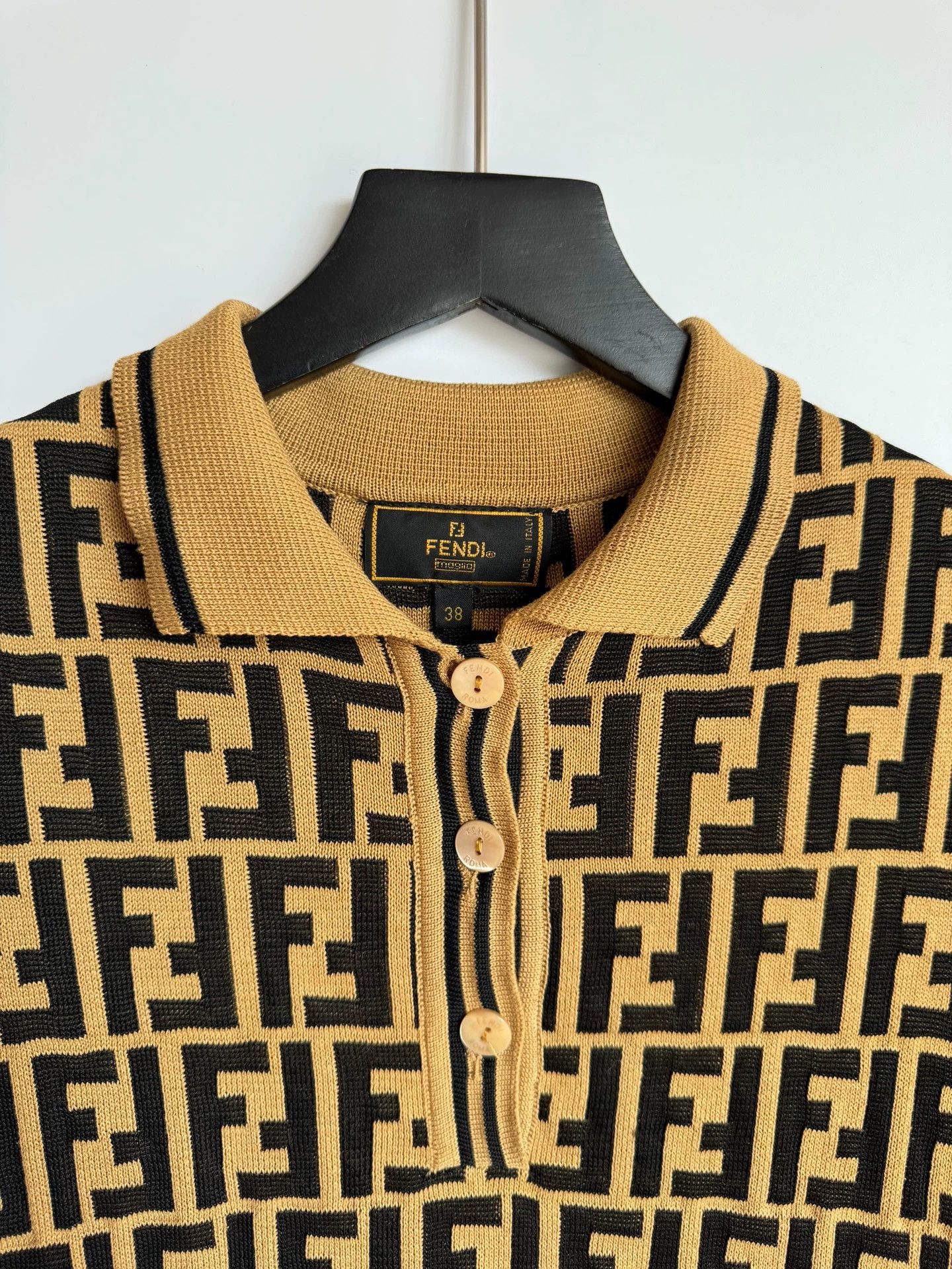 Fendi Fendi Full Print Logo Polo Shirt - Size 38 Size S / US 4 / IT 40 - 5 Thumbnail