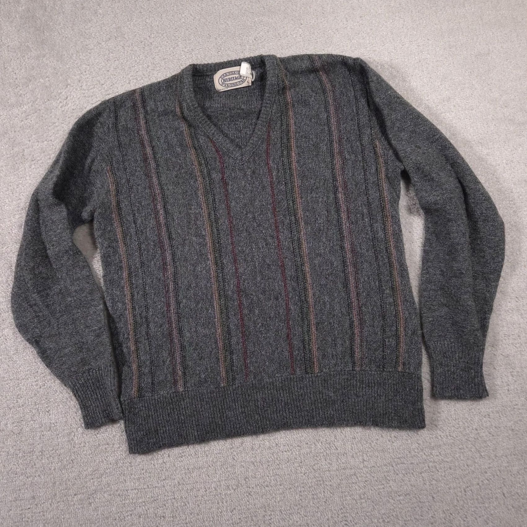 Vintage VINTAGE Heritage Sweater Mens Large Gray V-Neck Stripe Acrylic Wool Made USA 90s Mens Large Gray Stripe V-Neck Knit Pullover Size US L / EU 52-54 / 3 - 2 Thumbnail
