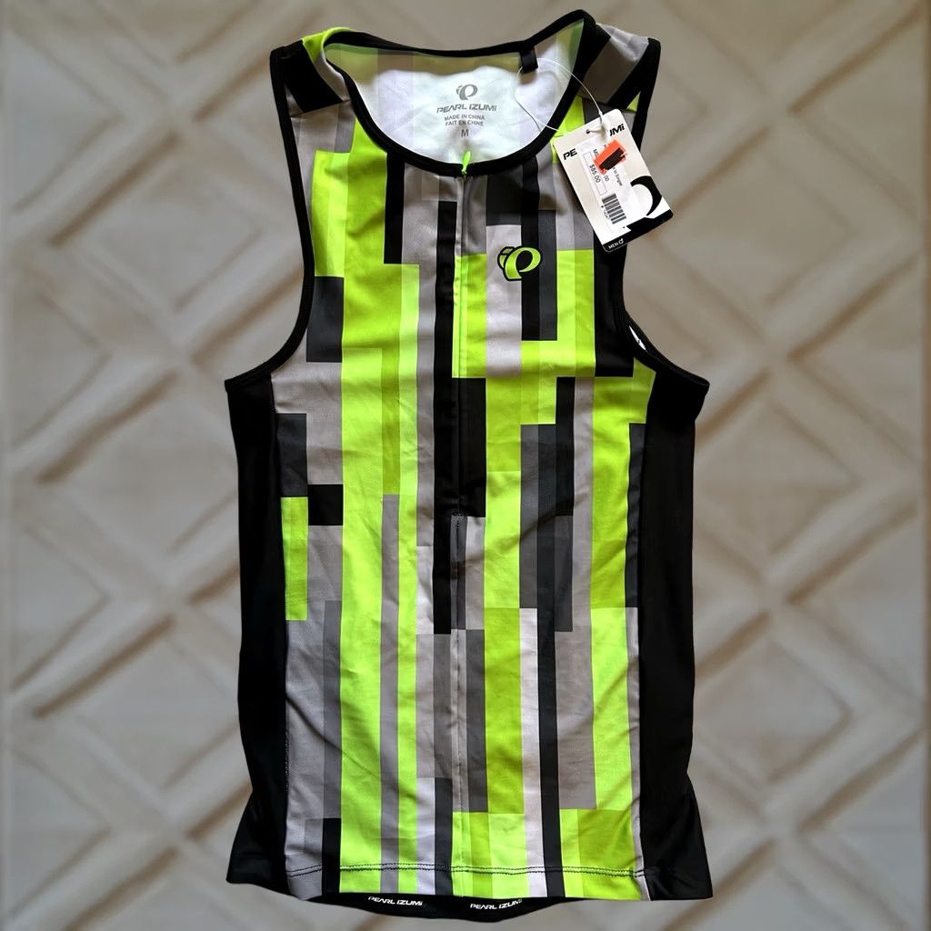 PEARL iZUMi Pearl Izumi Elite Pursuit Graphic Singlet Tank Men’s M Green Black Multicolor Activewear Shirt Size 40R - 1 Thumbnail