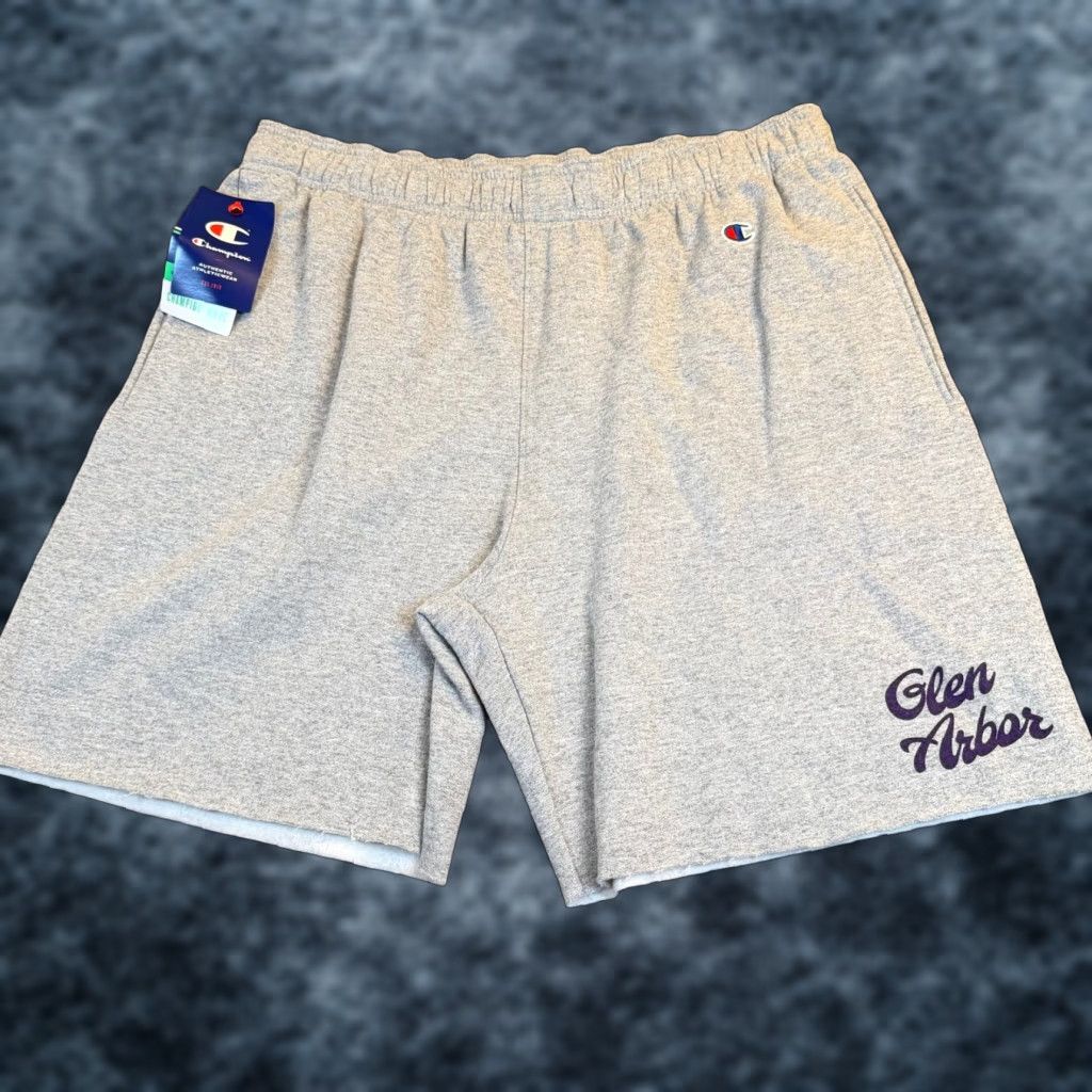 Champion Champion Glen Arbor Fleece Shorts Grey Elastic Waist Raw Hem Mens Large NWT Size US 33 - 1 Thumbnail