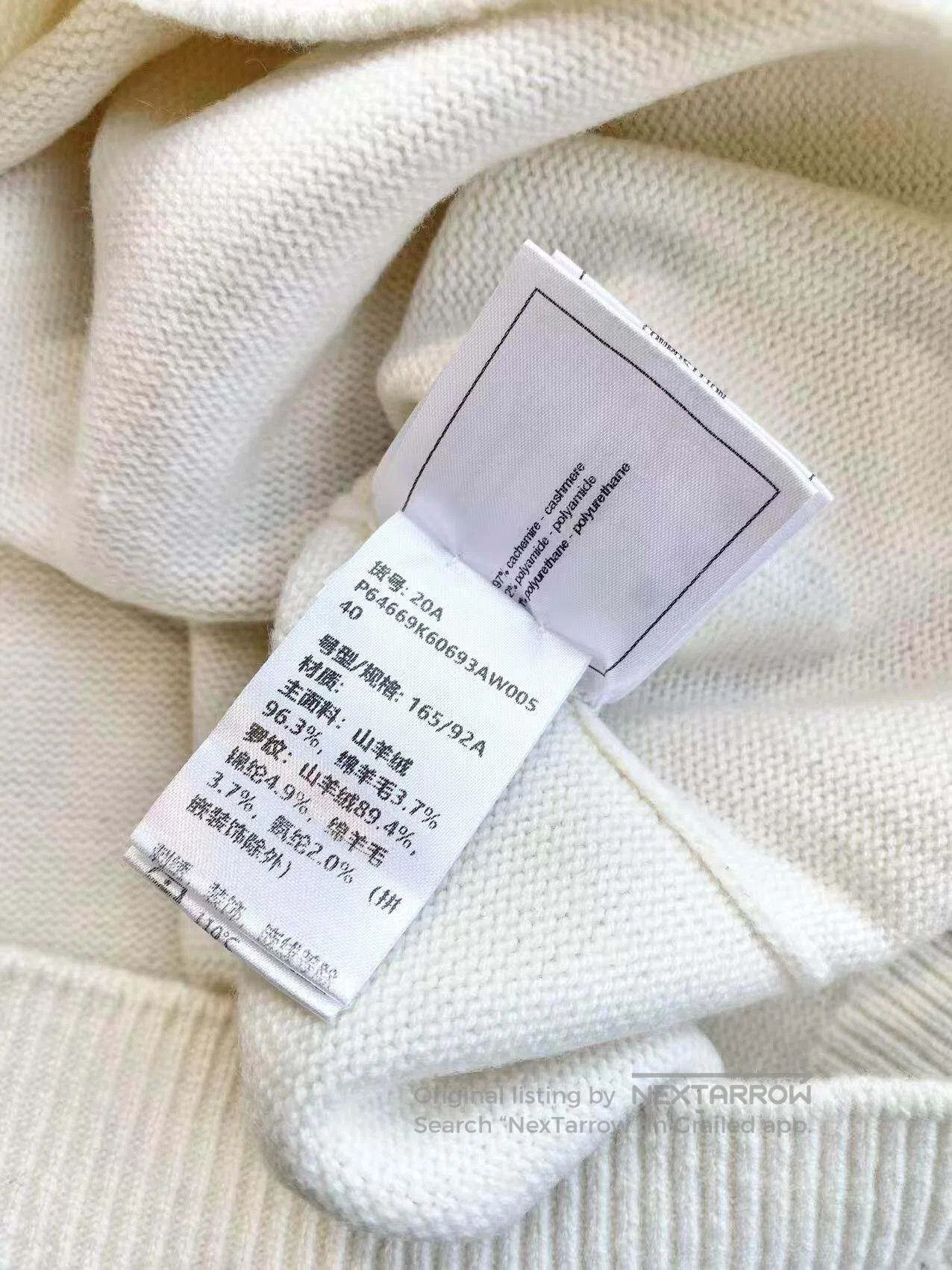 Chanel Chanel White gold pearl ear brooch logo cashmere knit| Size XS / US 0-2 / IT 36-38 - 6 Thumbnail