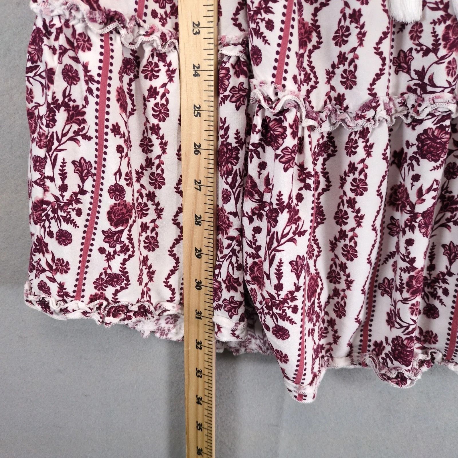 Other Justify Burgundy Floral Off-Shoulder Mini Peasant Dress XL Size XL / US 12-14 / IT 48-50 - 7 Thumbnail