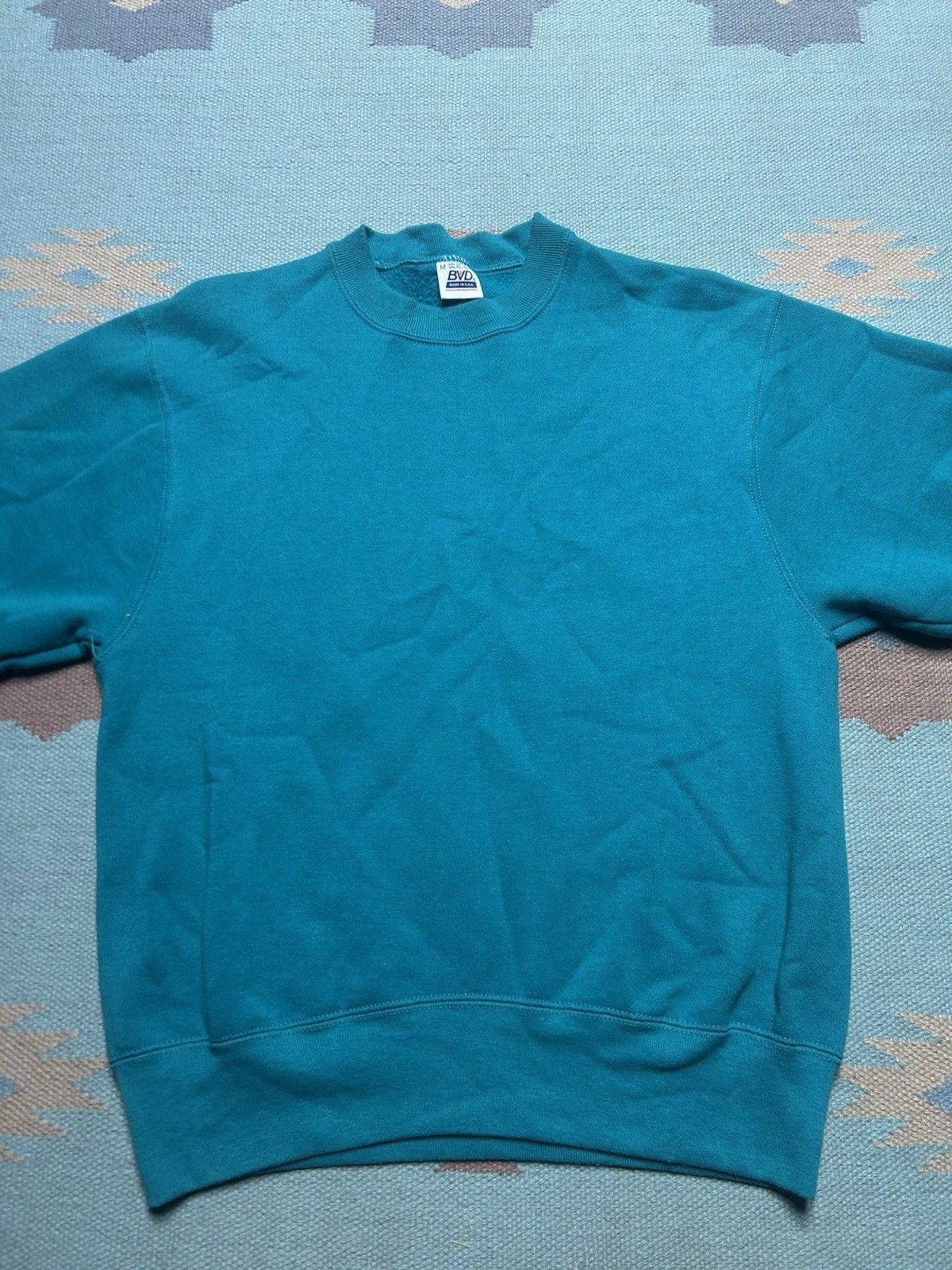 Vintage Vtg 80s crewneck sweatshirt BVD blank teal turquoise medium Size US M / EU 48-50 / 2 - 2 Thumbnail