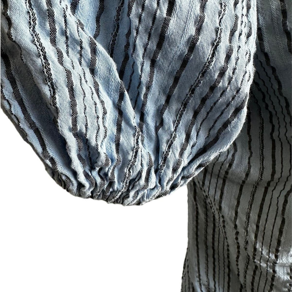 Free People Free People Blue and Gray Stripped Oversized Blouse Sz XS Size XS / US 0-2 / IT 36-38 - 6 Thumbnail