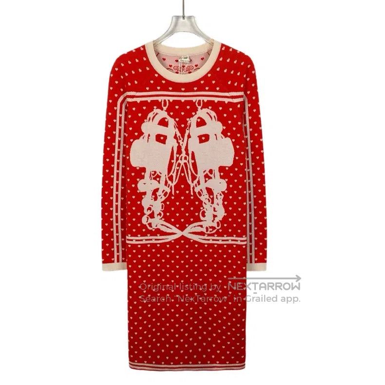 Hermes Hermes Red Pattern Printed Cashmere Silk Dress Size XXS / US 00 / IT 34 - 1 Thumbnail