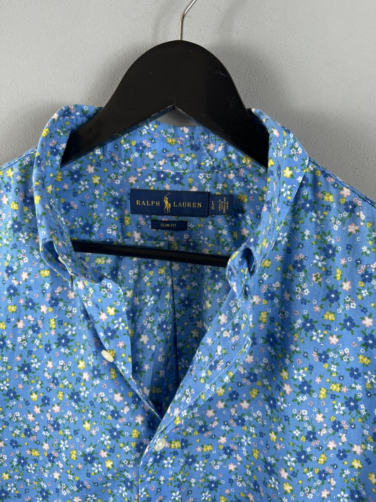 Designer POLO RALPH LAUREN Button Down Shirt Men Large Poplin Floral Size US L / EU 52-54 / 3 - 4 Thumbnail