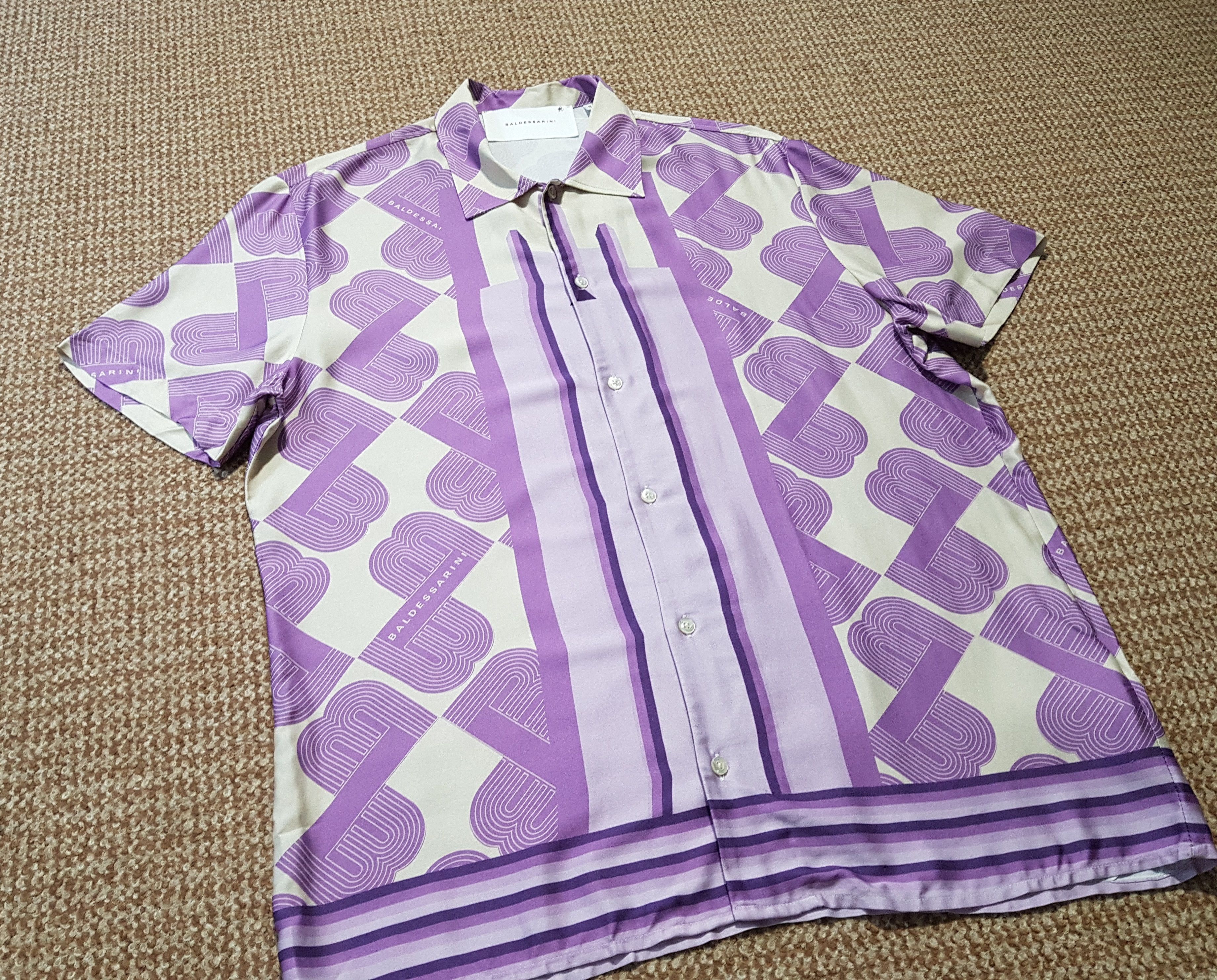 Baldessarini Baldessarini Monogram Shirt Button Up Viscose Short Sleeve L Size US L / EU 52-54 / 3 - 2 Thumbnail