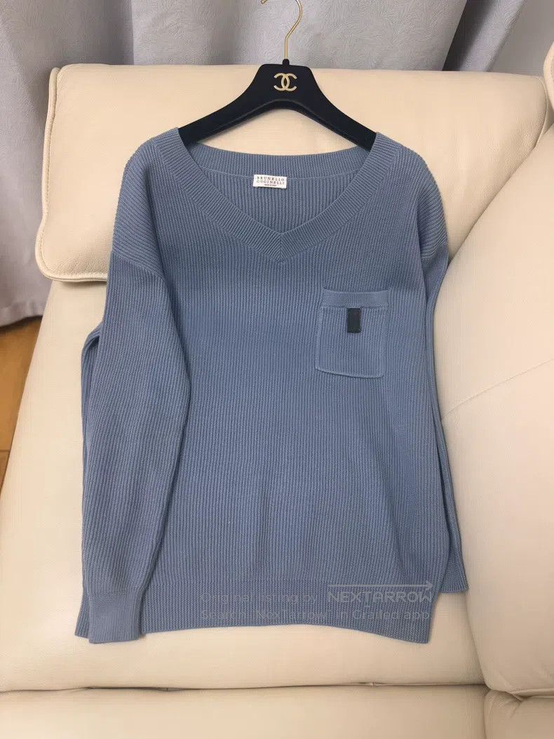 Brunello Cucinelli Brunello Cucinelli Blue Knit Sweater Size S / US 4 / IT 40 - 1 Thumbnail