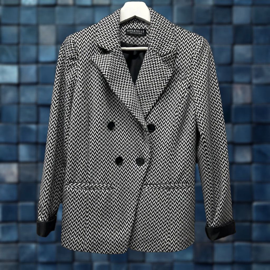 Vintage Bagatelle Collection Women's Blazer Jacket Black/White Tweed Business Small Size S / US 4 / IT 40 - 1 Thumbnail