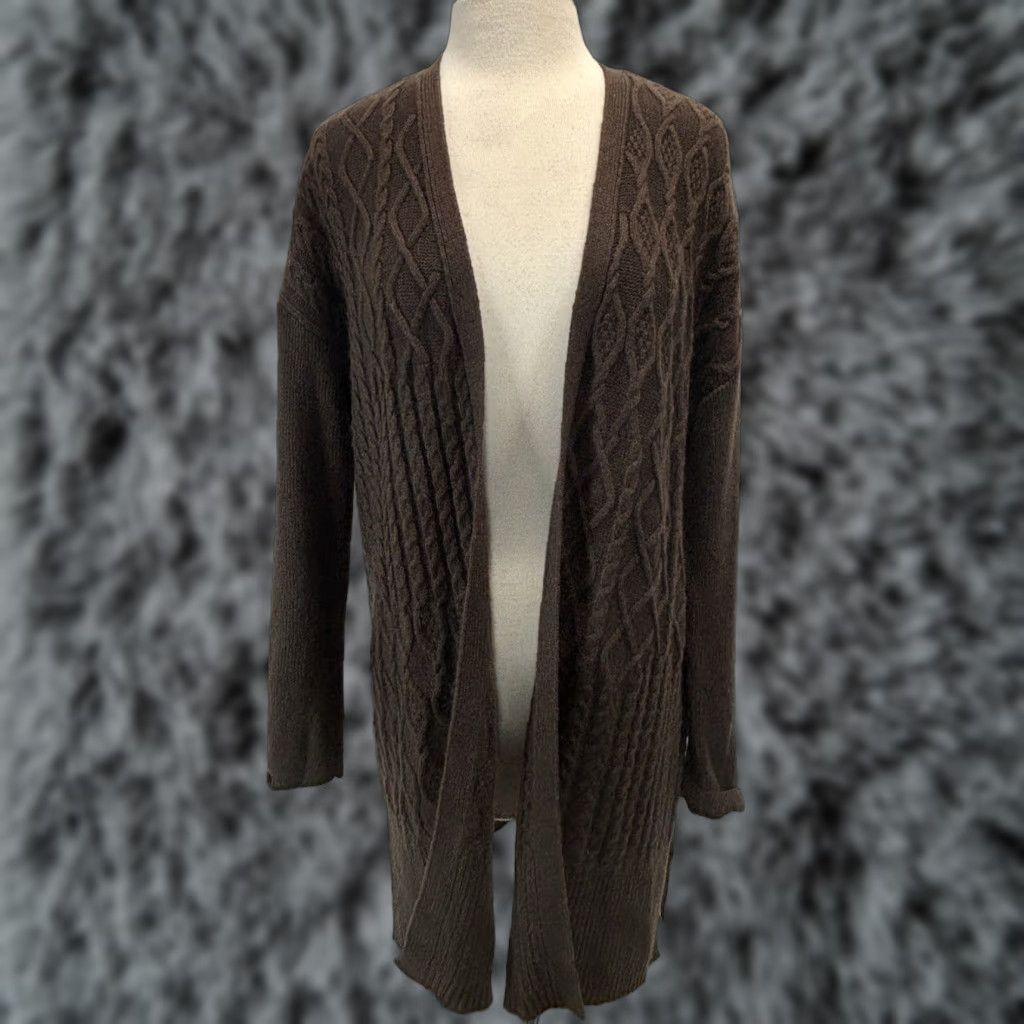 Vintage VINTAGE Chico's Cable Knit Cardigan Sweater XL Brown Open Front Fisherman Womens Size XL / US 12-14 / IT 48-50 - 1 Thumbnail