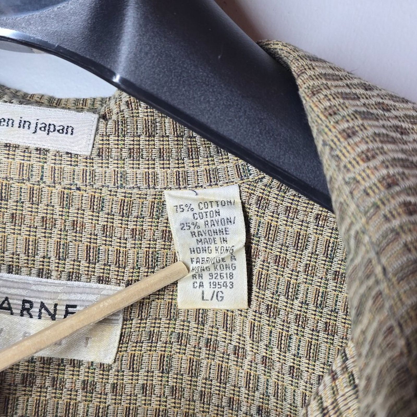 Jhane Barnes Jhane Barnes Japanese Woven Geometric Shirt Tan Brown Size US L / EU 52-54 / 3 - 4 Thumbnail