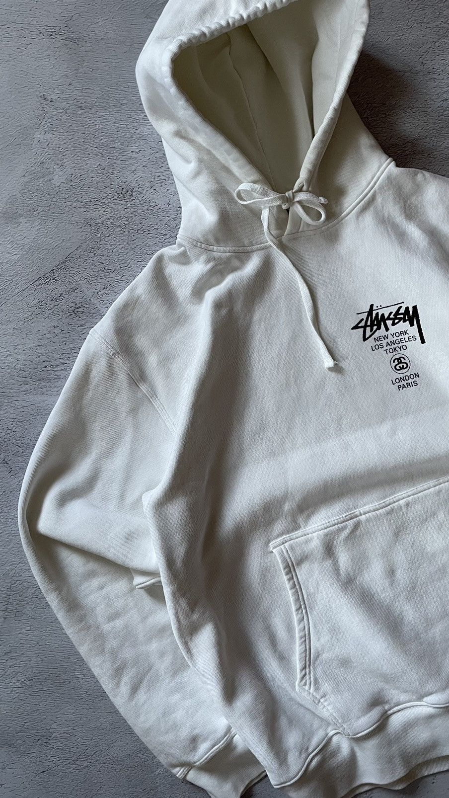 Stussy Vintage Hoodie Stussy World Tour Hooded White Rare Logo Size US L / EU 52-54 / 3 - 9 Thumbnail