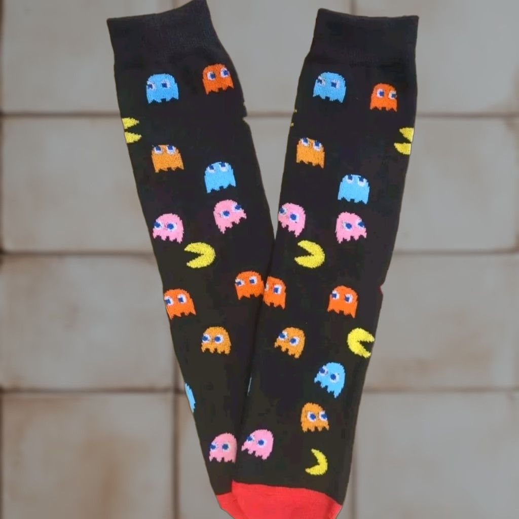Vintage VINTAGE Pac Man Socks Black Toe Box Cotton Blend One Size Pac-Man Soft Size ONE SIZE - 1 Preview