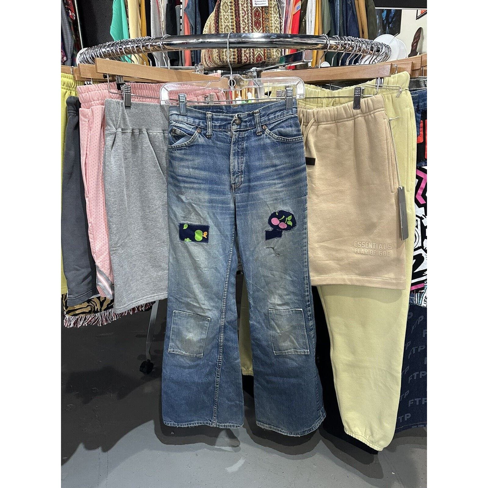 image of Levis Vintage 1970S Levi’S Patch Work Bell Bottom Jeans Size 24" in Blue, Women's
