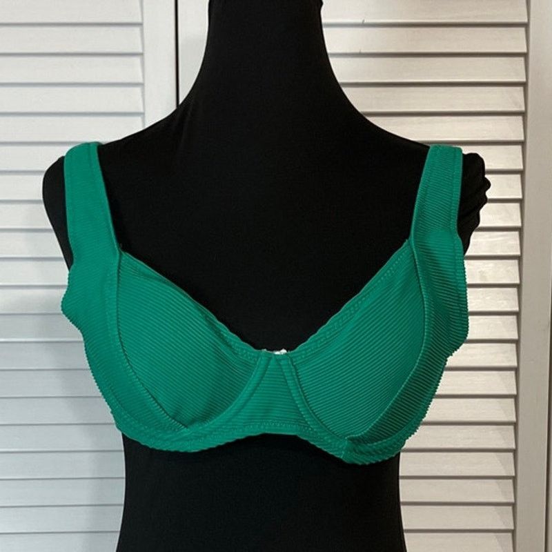 Other Vibrant Green Ribbed Demi Underwire Swimwear Bikini Top L Size L / US 10 / IT 46 - 1 Thumbnail