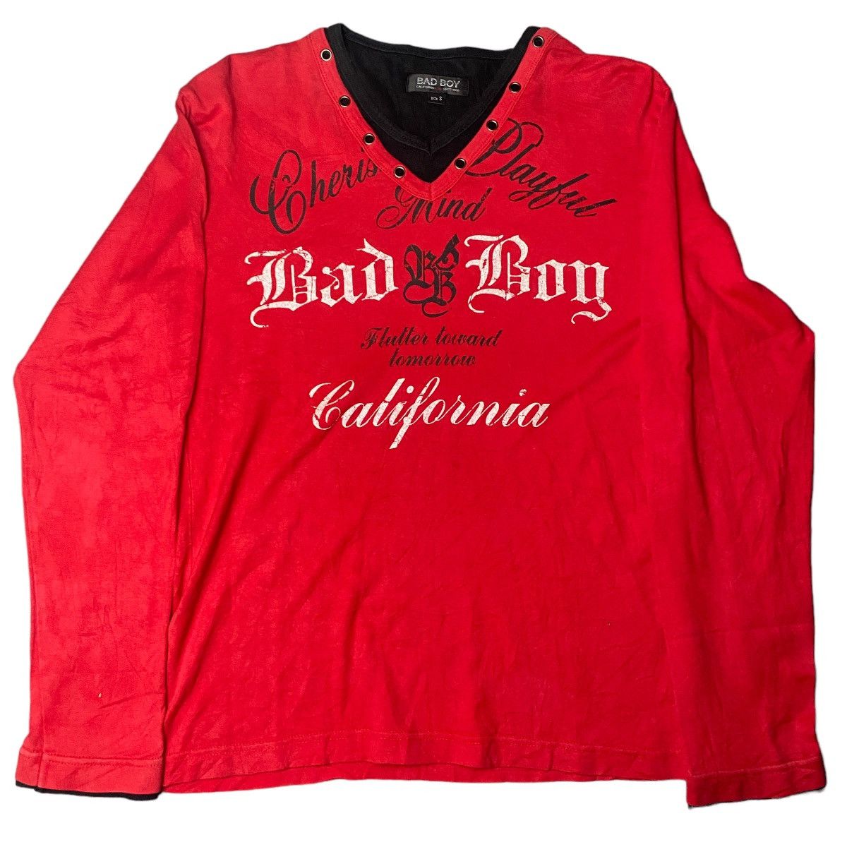 image of Archival Clothing x Beauty Beast Badboy Poem Double Layer Longsleeve in Red, Men's (Size Small)