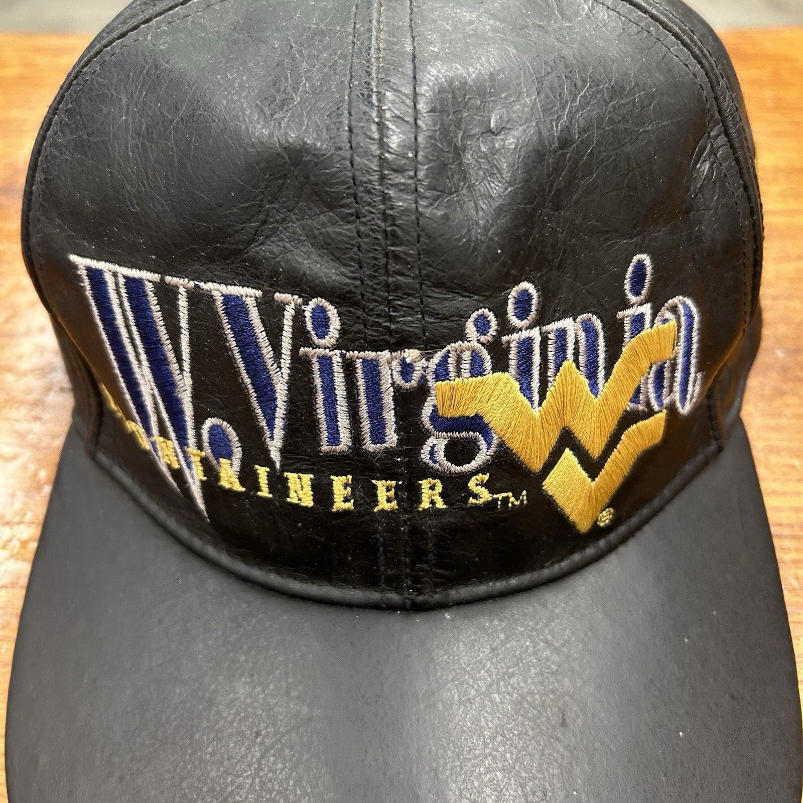 & Other Stories Vintage 90’s WVU Black Leather Hat Size ONE SIZE - 2 Thumbnail