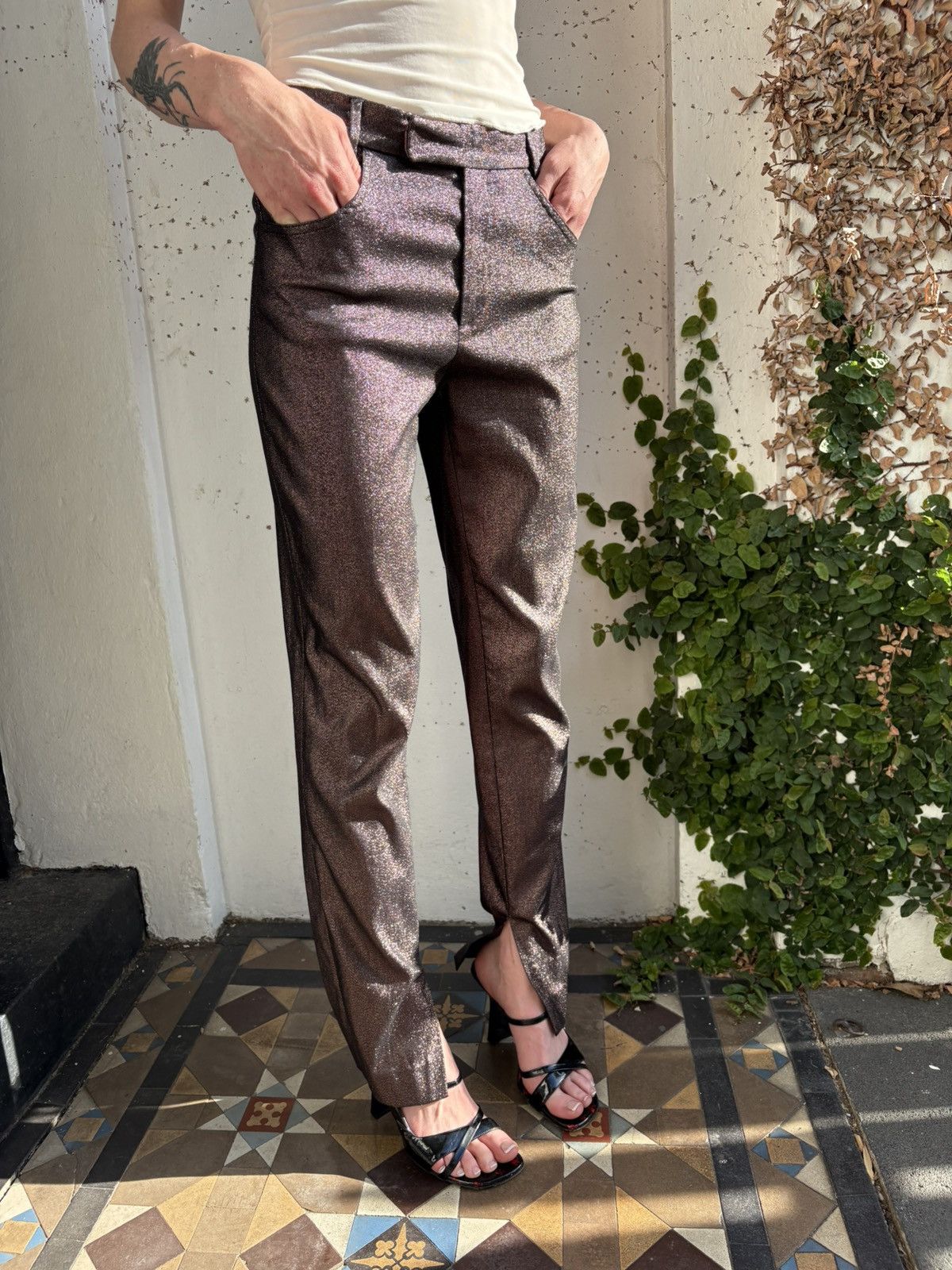 Gucci Gucci Vintage 1997 Metallic Pants Size 28" / US 6 / IT 42 - 2 Thumbnail