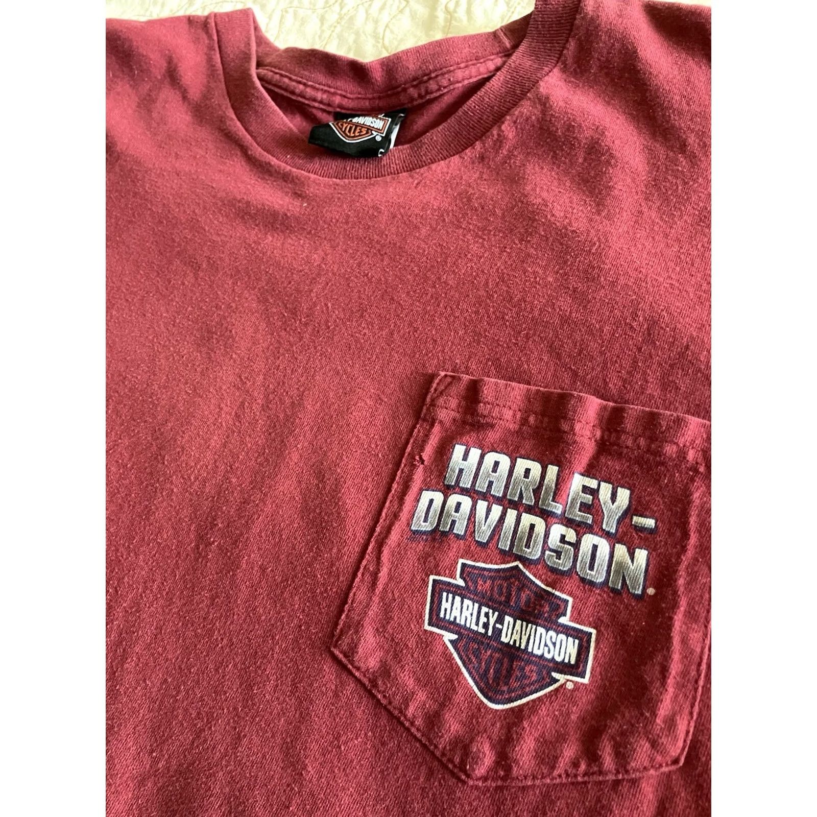 Harley Davidson Harley Davidson T Shirt Mens XL Pocket Tee Charlotte NC Maroon Red Size US XL / EU 56 / 4 - 2 Thumbnail