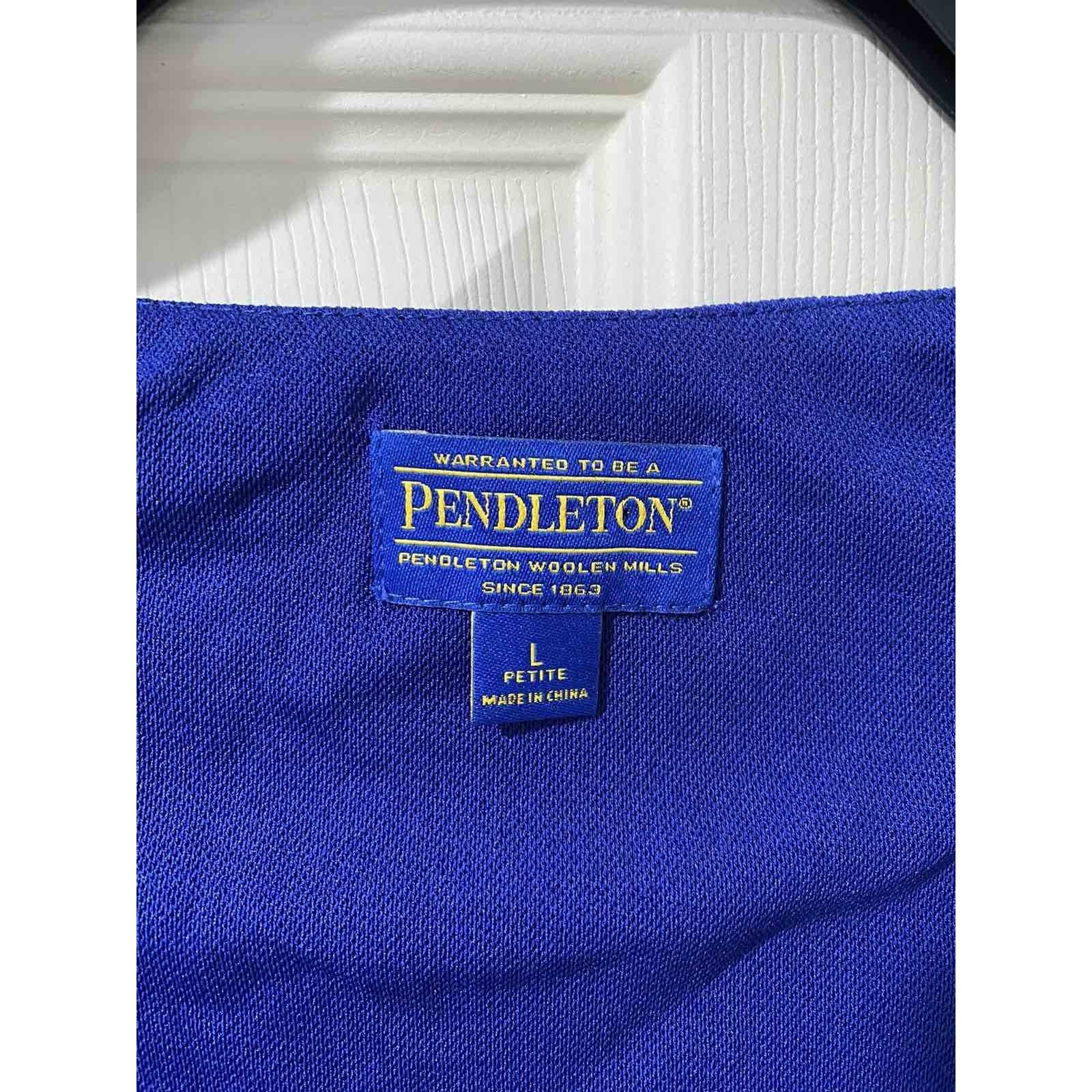 Pendleton PENDLETON Women Blouse Long Sleeve Blue Petite Large A003285 Size L / US 10 / IT 46 - 7 Thumbnail