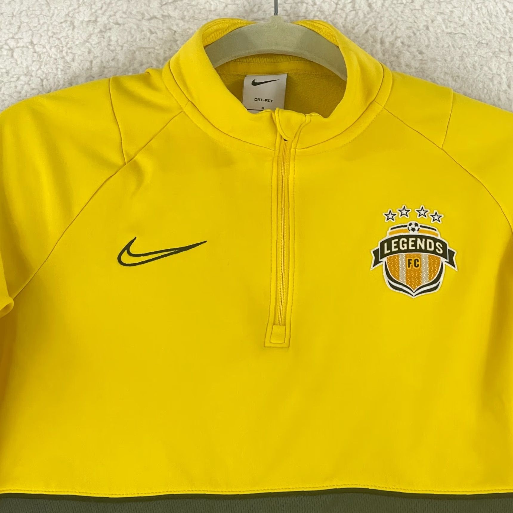 Nike Nike Dri-Fit Legends Soccer Sweater Large Yellow 1/4 Zip Long Sleeve Pullover Size US L / EU 52-54 / 3 - 3 Thumbnail