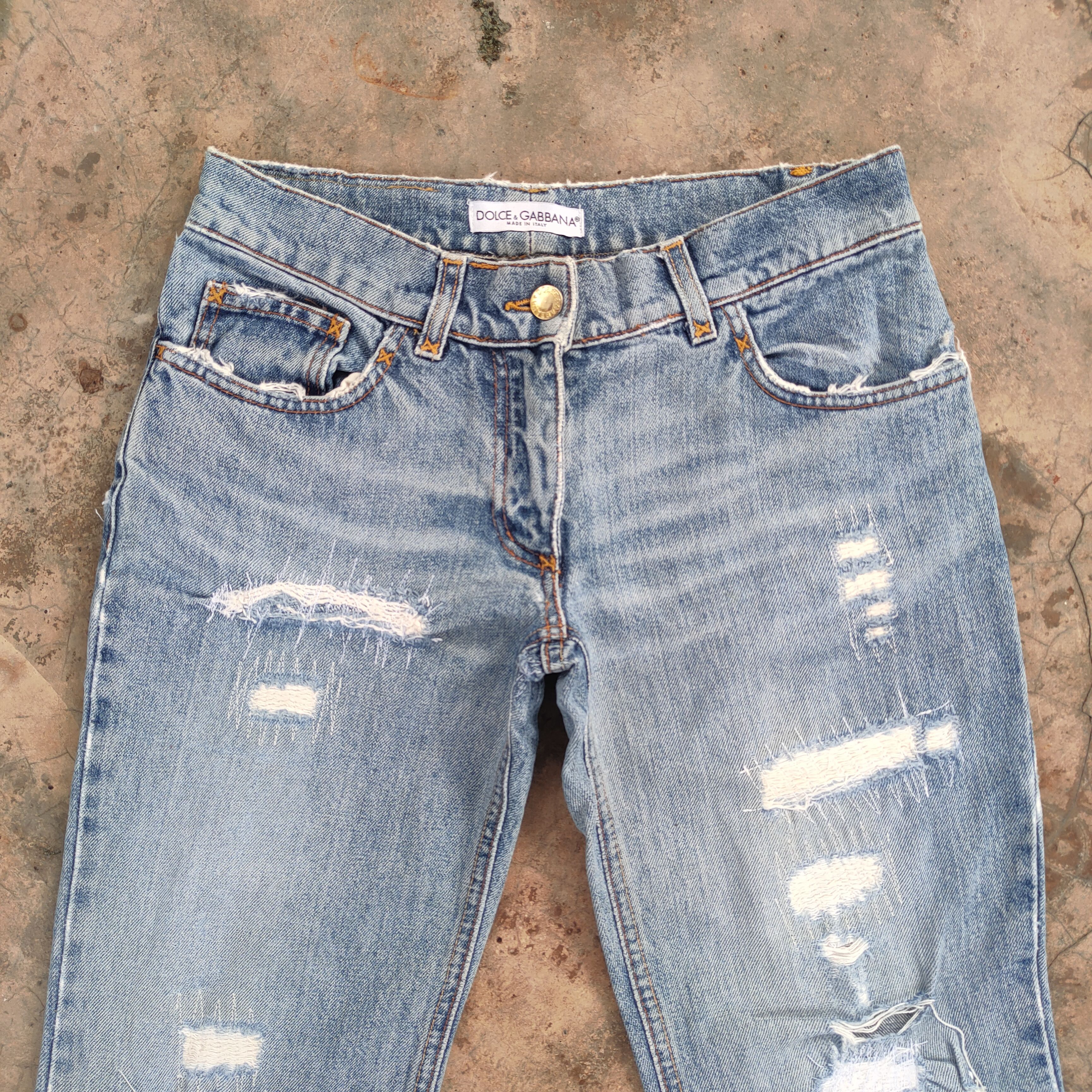 Dolce & Gabbana FLARE💥 DOLCE & GABBANA FADED WOMAN RIPPED DENIM JEAN PANTS Size US 28 / EU 44 - 3 Thumbnail