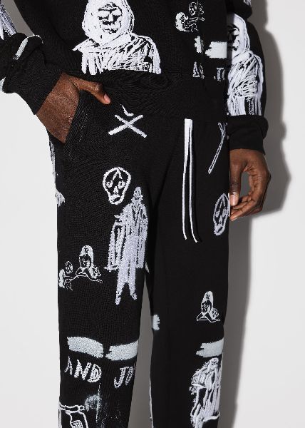 Amiri × Wes Lang o1w1db10125 Embroidery Sweatpant & Jogger in Black/White Size US 34 / EU 50 - 5 Thumbnail