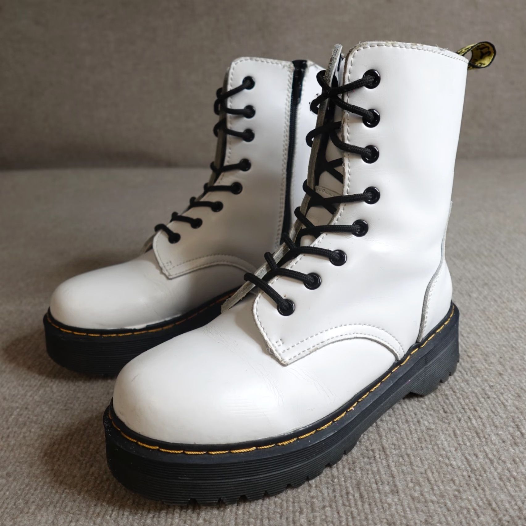 Dr. Martens Dr. Martens Boots Womens 10 White Side Zip 1460 Jadon Platform Made in England Size US 10 / IT 40 - 2 Thumbnail