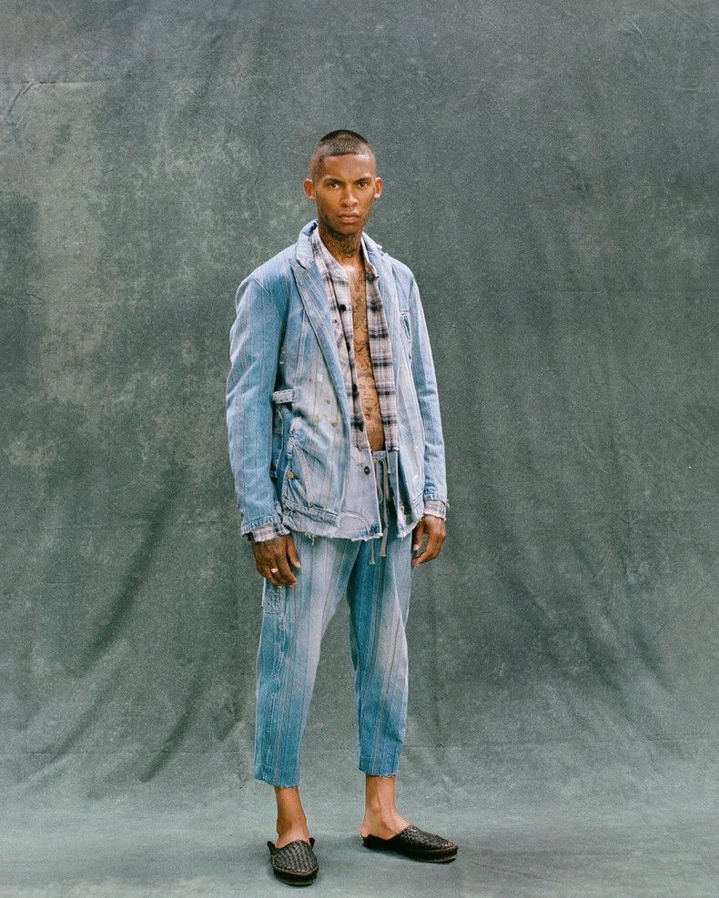 Greg Lauren greg lauren size 2 Loose denim blue and white checkered pa Size US M / EU 48-50 / 2 - 4 Thumbnail