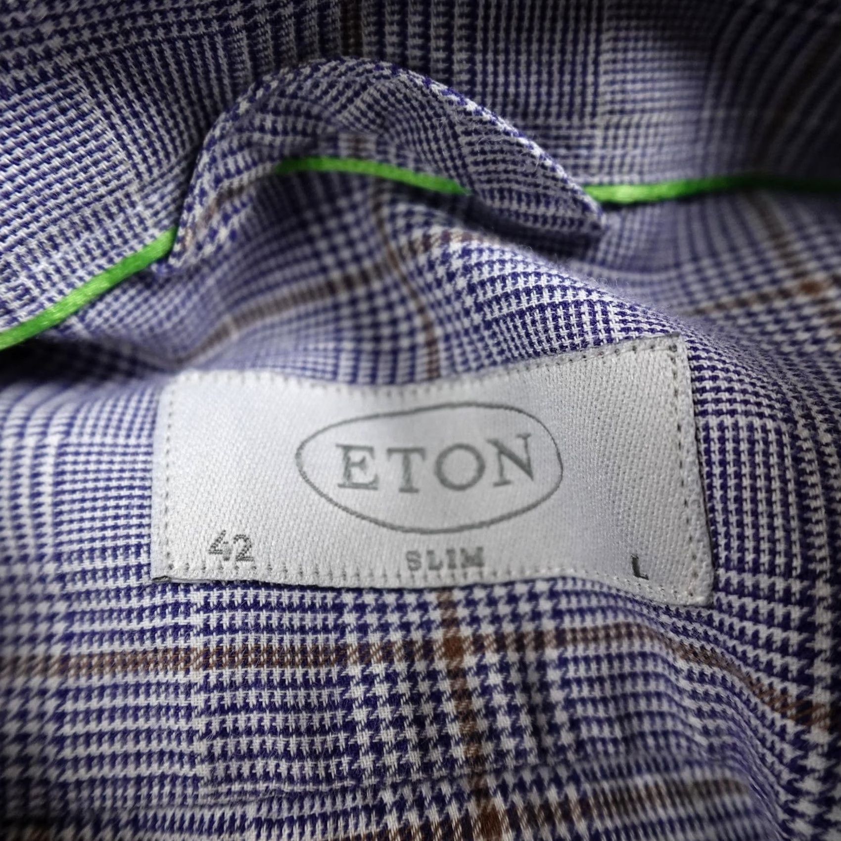 Eton Eton Shirt Mens 16.5 42 L Blue Plaid Slim Fit Long Sleeve Button Up Dress Casual Shirt Size US XL / EU 56 / 4 - 5 Thumbnail