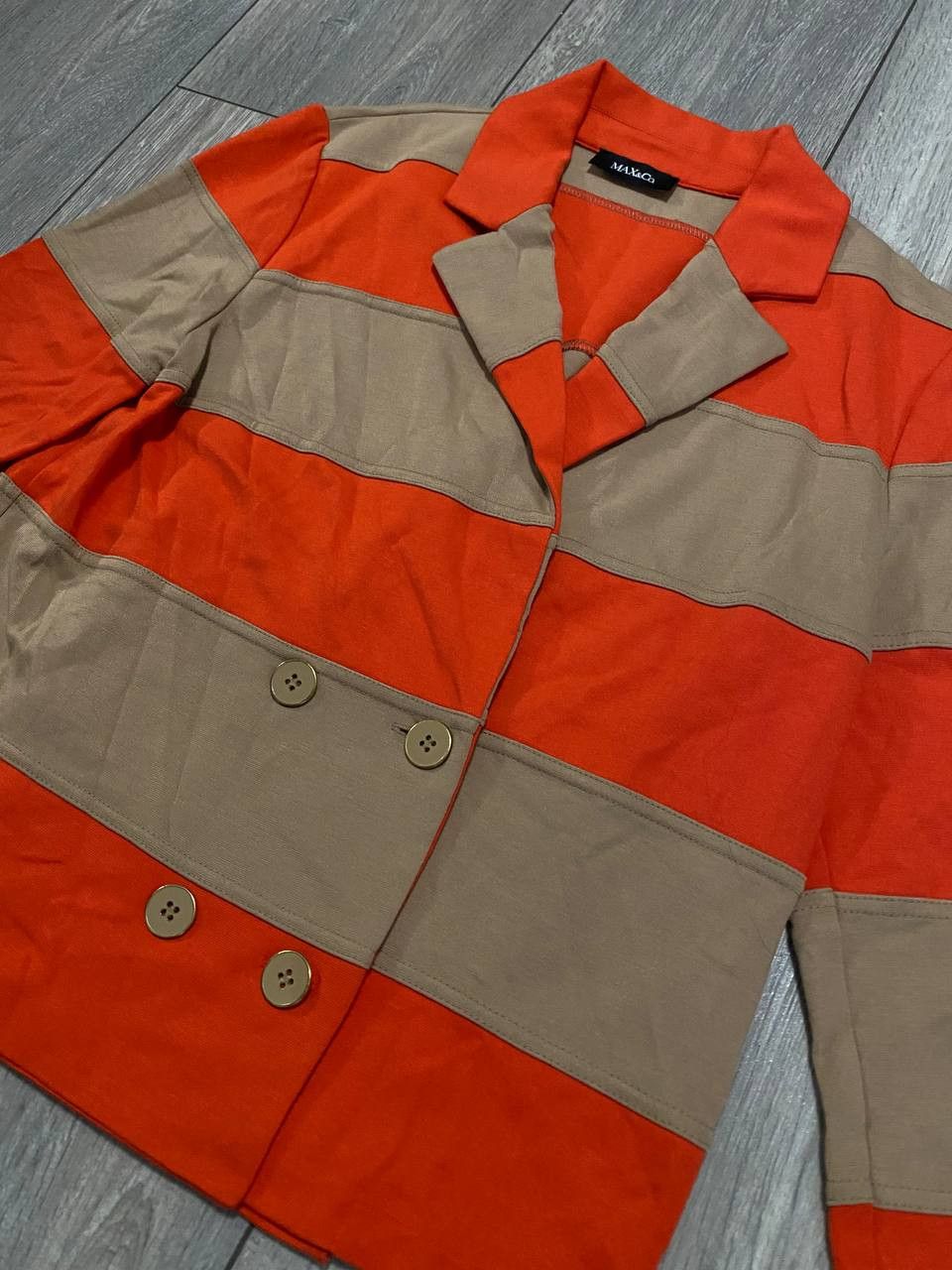 MAX&Co. Vintage Max&Co Max Mara Blazer Stripe Orange Beige Buttons Size M / US 6-8 / IT 42-44 - 2 Thumbnail
