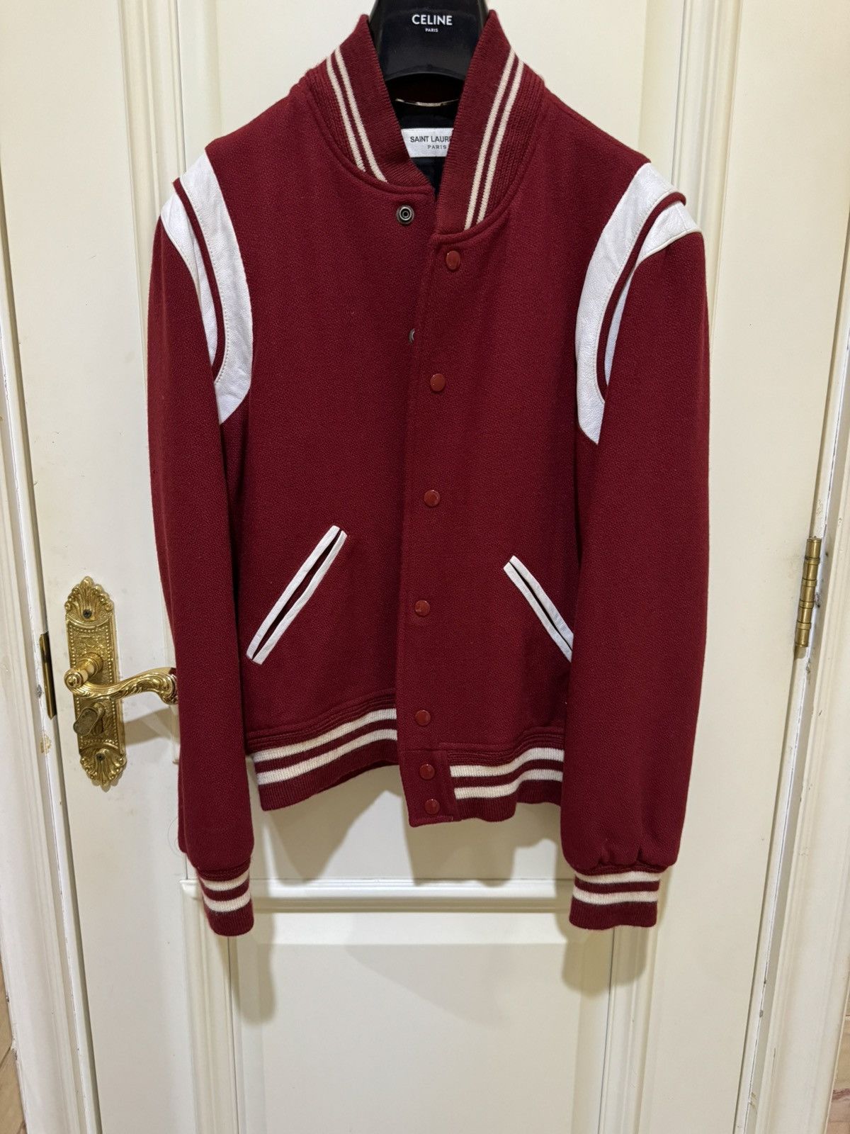 Hedi Slimane × Saint Laurent Paris Classic red Teddy jacket Sz46