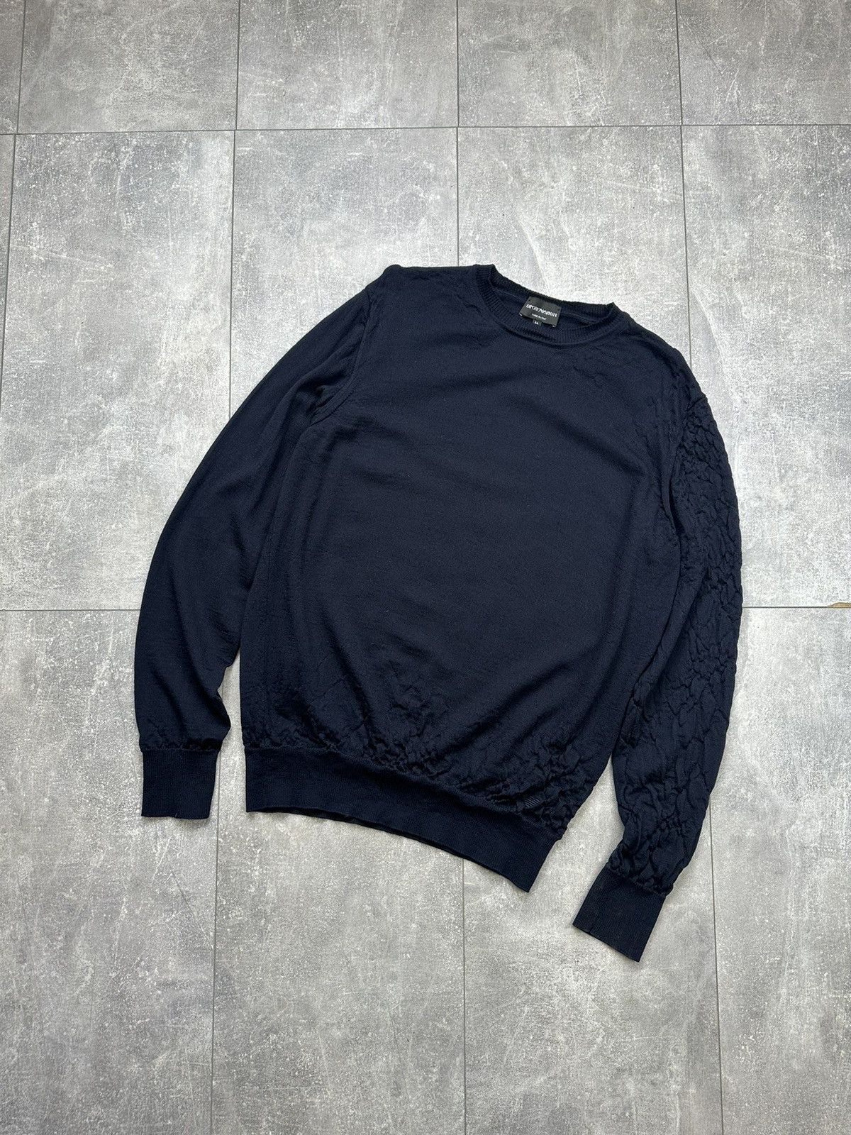Emporio Armani Emporio Armani Dented Wool Sweater Small Logo Size US XL / EU 56 / 4 - 1 Thumbnail