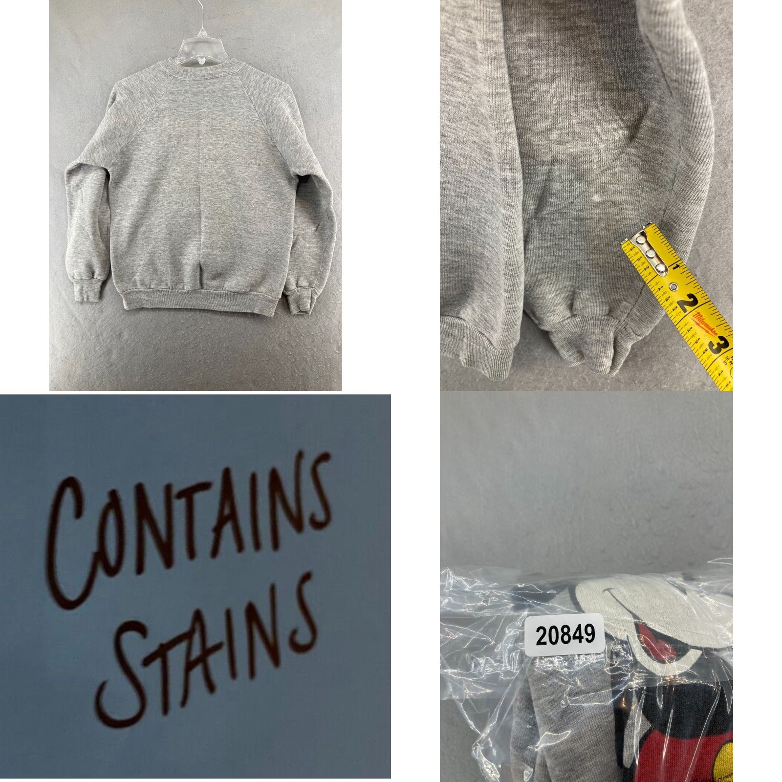 Disney Disney Mens Sweatshirt Medium Gray Mickey Mouse USA MADE Vintage Size US M / EU 48-50 / 2 - 8 Thumbnail