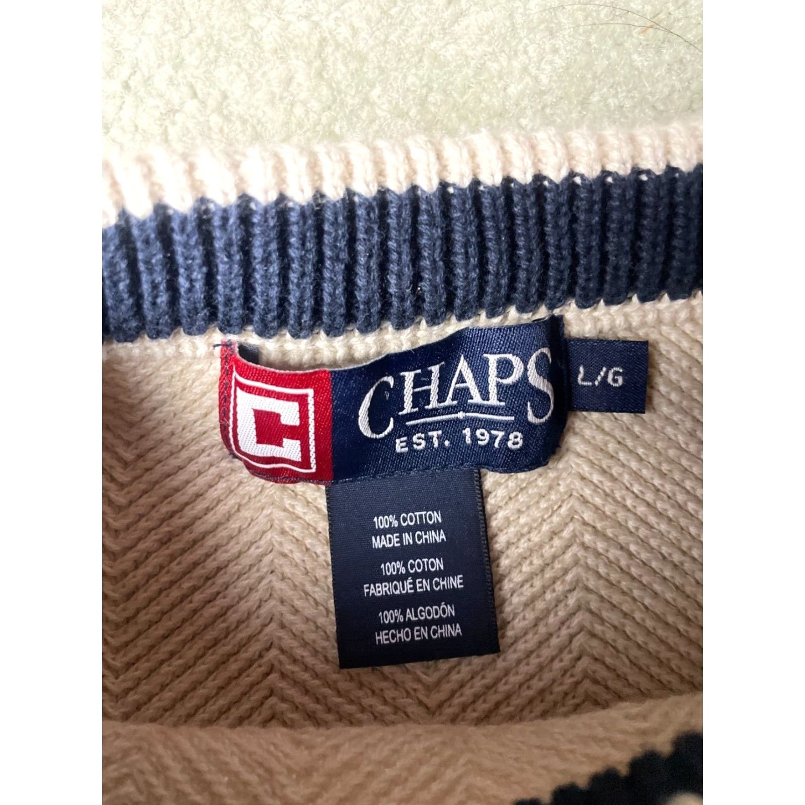Chaps Chaps Sweater Mens Large Pullover Crew Neck Long Sleeve Tan Knit Size US L / EU 52-54 / 3 - 3 Thumbnail