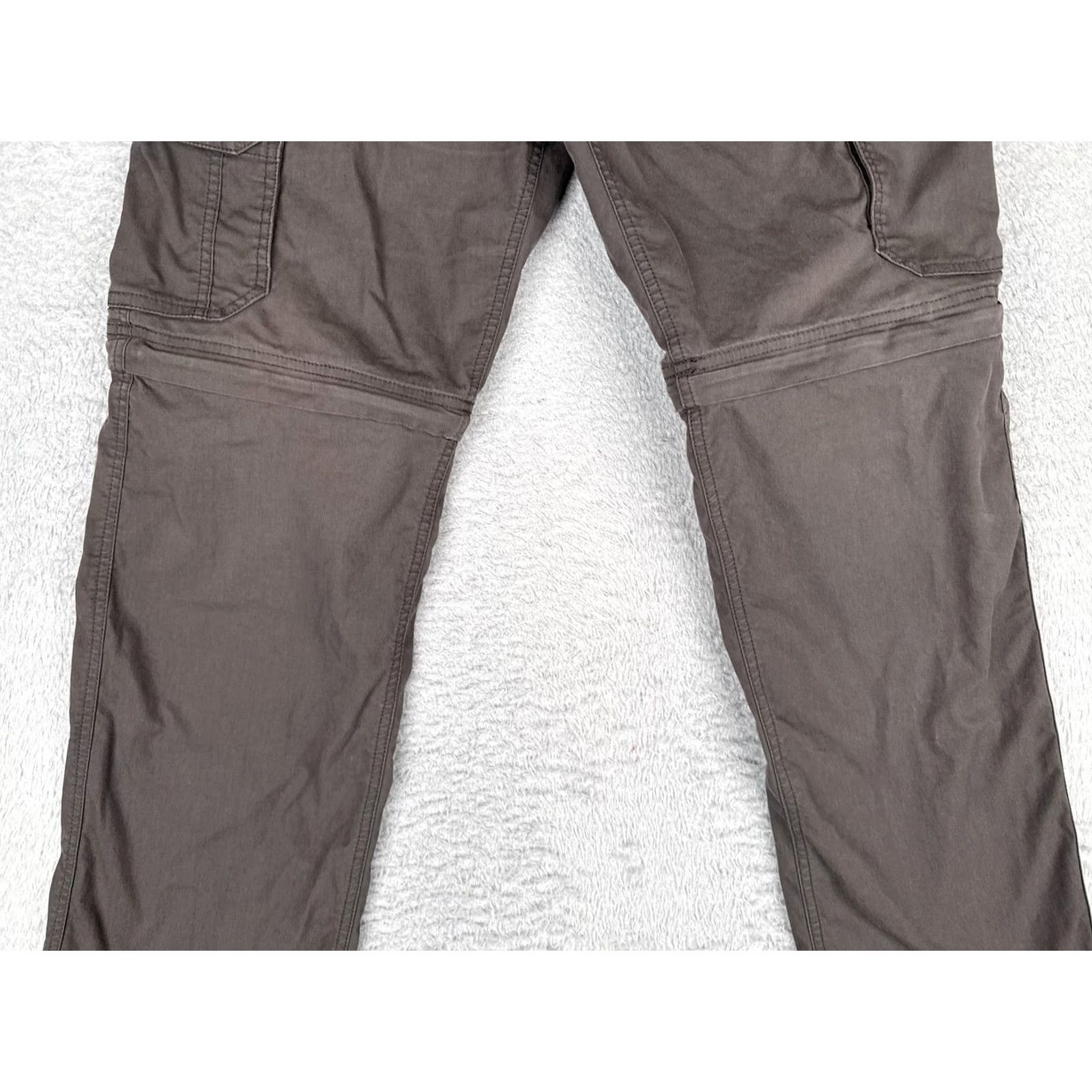 Vintage BC Clothing Co Mens Cargo Pants Brown Convertible Zip-Off Legs Belted Pockets Stretch Canvas 34x29 Waist 34 Inseam M Regular Size US 31 - 3 Thumbnail