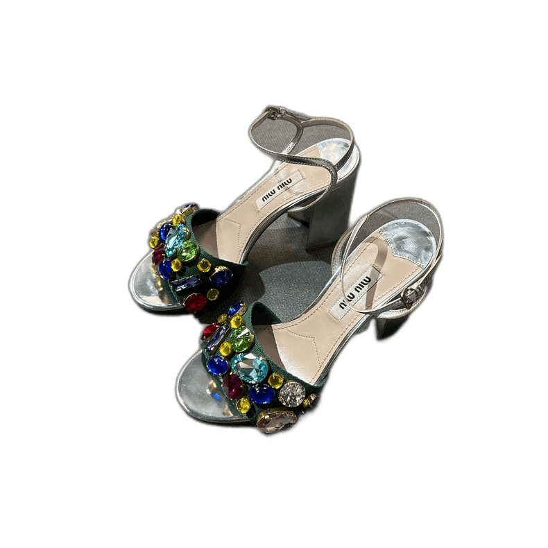Prada Miu Miu Bejeweled High Heel Sandals Size US 5 / IT 35 - 1 Thumbnail