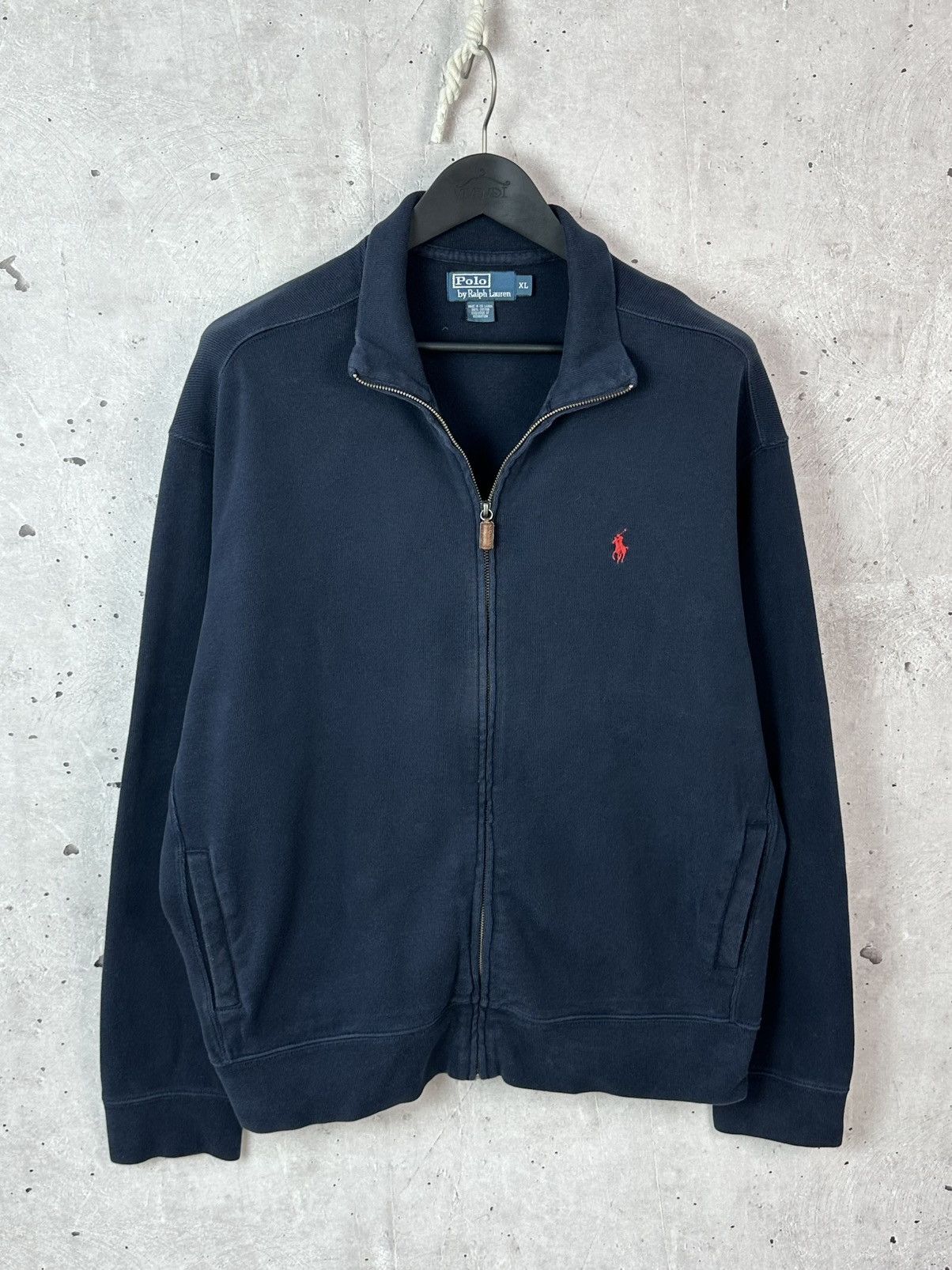 Polo Ralph Lauren Vintage Ralph Lauren Full Zip Navy Blue Cotton Jumper Size US XL / EU 56 / 4 - 1 Thumbnail