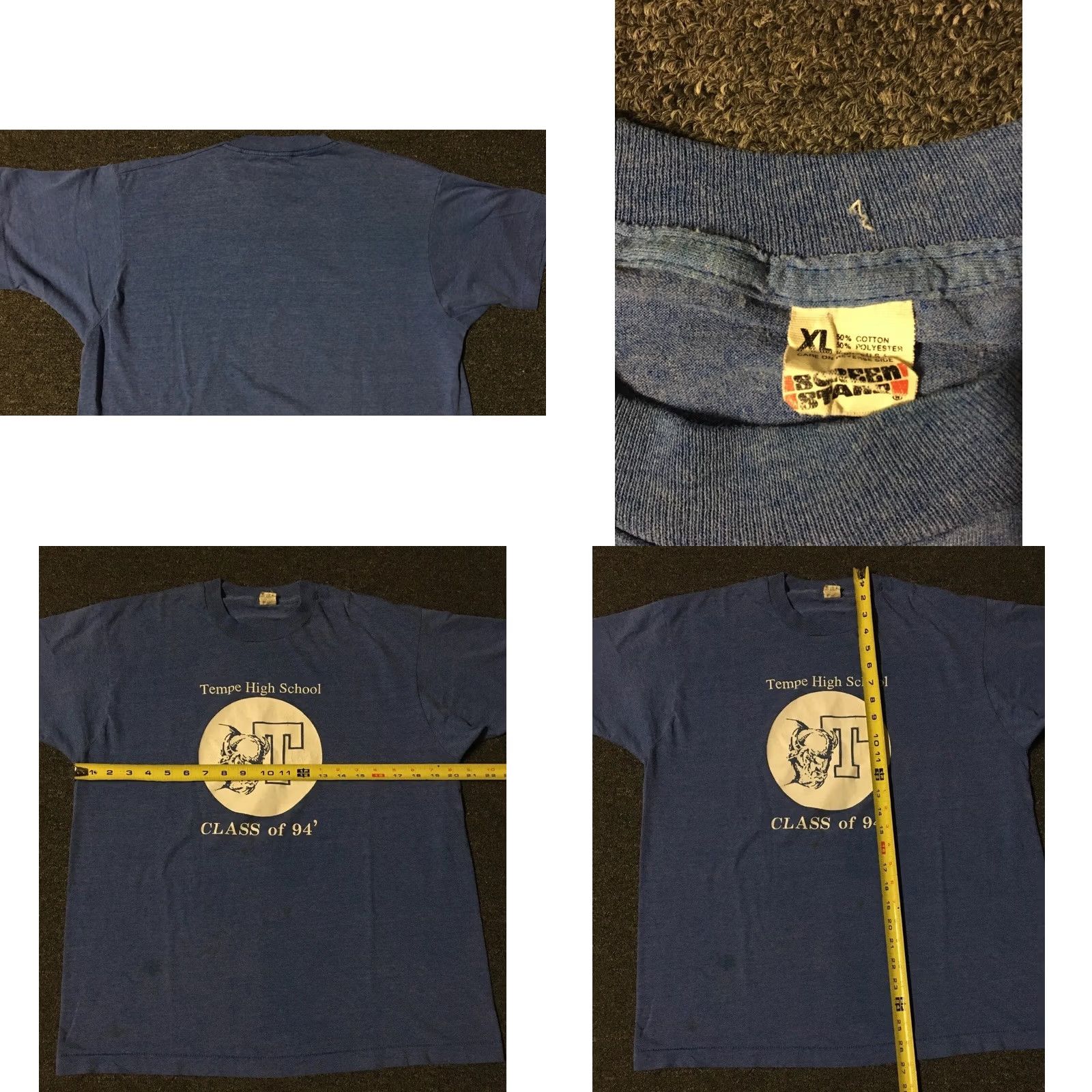 Vintage VINTAGE Tempe High School Buffaloes Faded Distress Shirt M USA Track PE Grunge Shirt Mens Blues Size US M / EU 48-50 / 2 - 8 Thumbnail