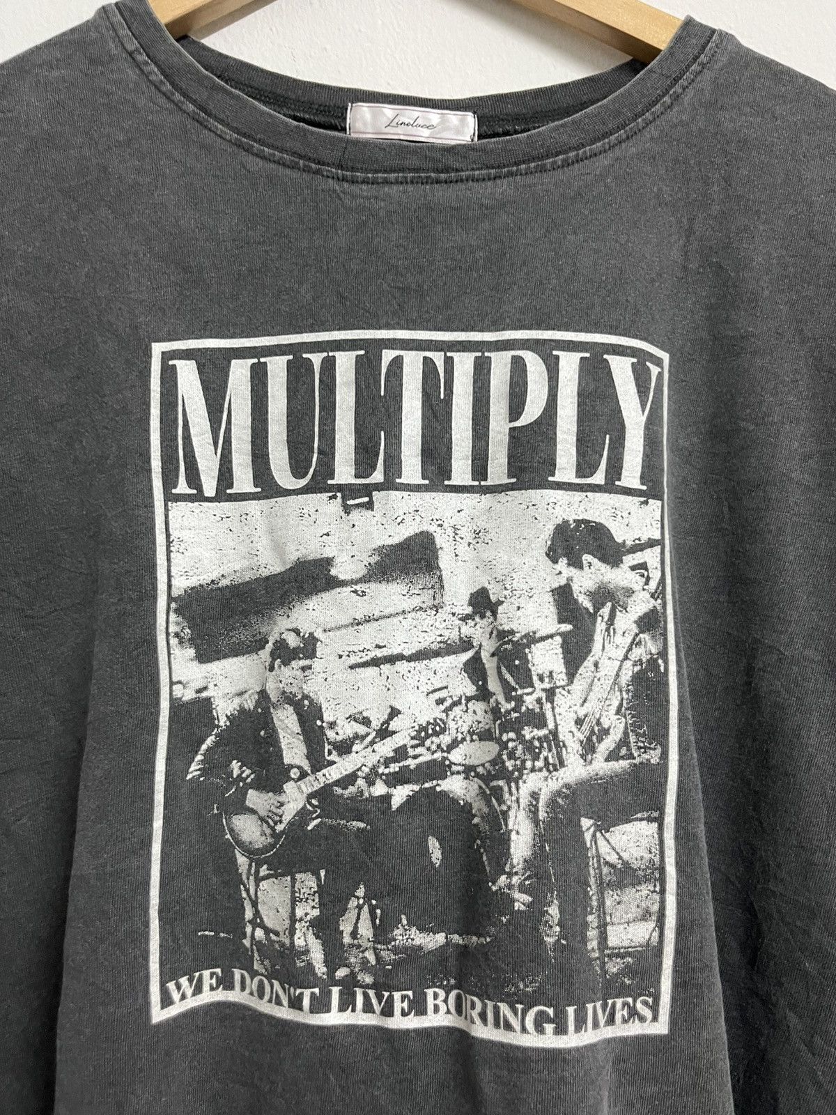 Japanese Brand 💥Linoluce Japanese Brand Multiply band t shirts faded black Size US XL / EU 56 / 4 - 2 Thumbnail