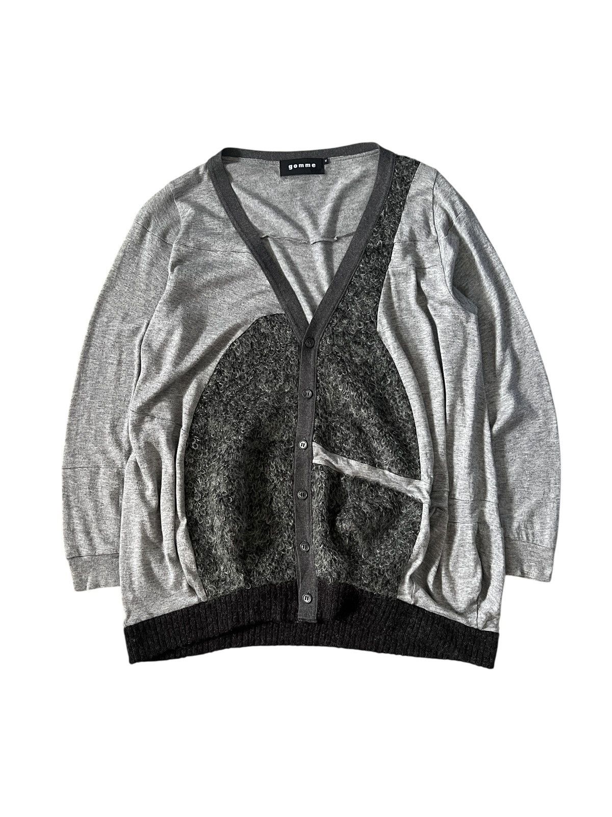 Gomme Homme Mohair Blend Asymmetrical Cardigan