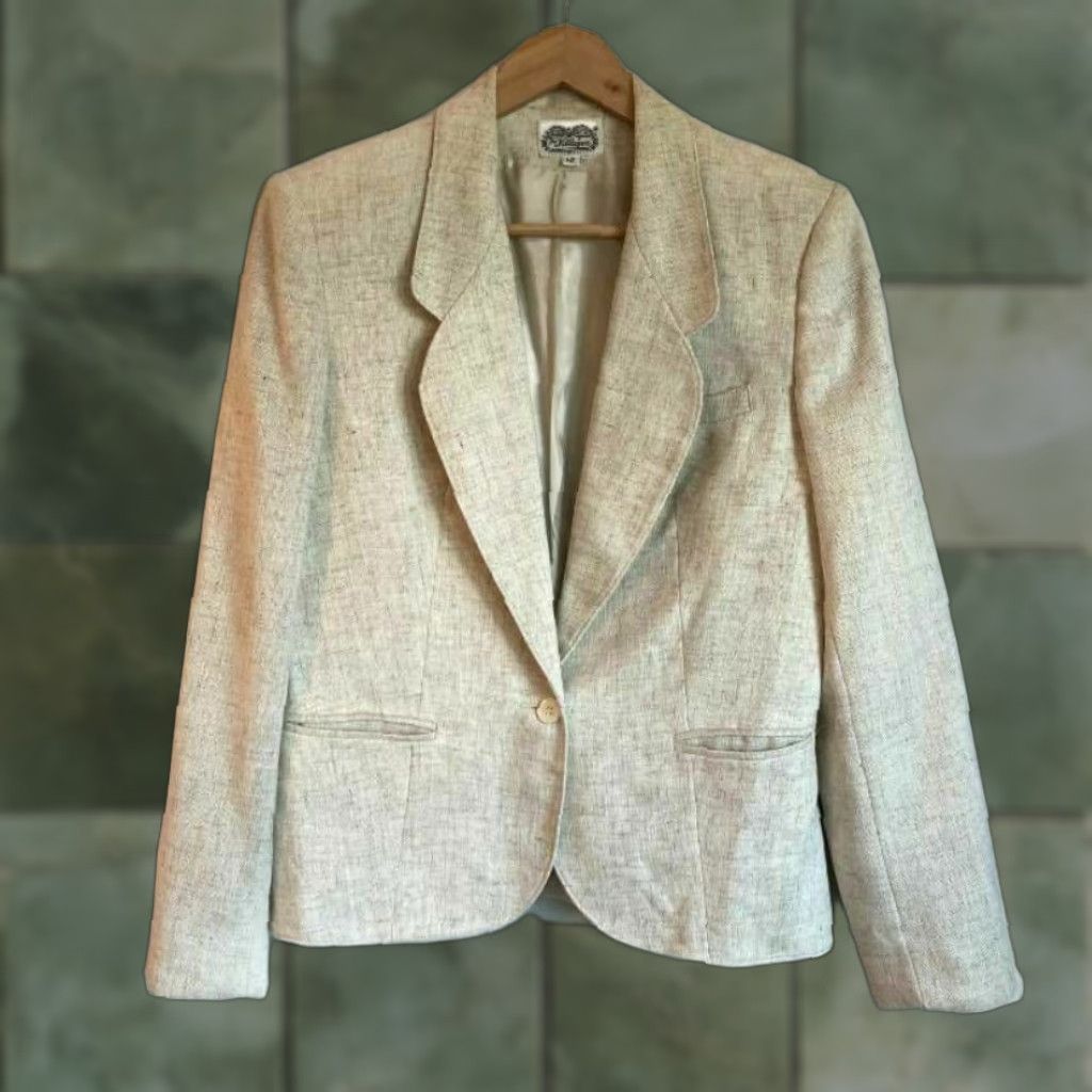 Vintage Villager Womens Beige Long Sleeve Blazer Jacket Size 12 Size XL / US 12-14 / IT 48-50 - 1 Thumbnail
