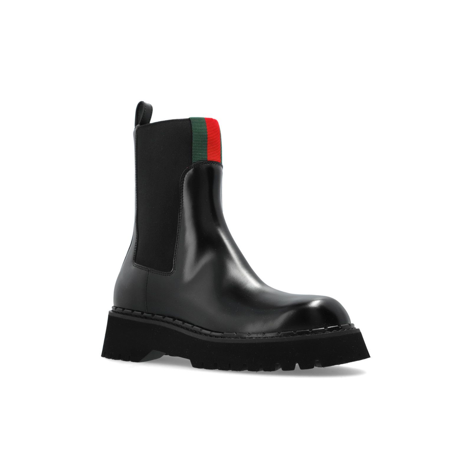 Gucci GUCCI Black Leather With Web Ankle Boots New & Authentic (Wo Size US 7 / IT 37 - 3 Thumbnail