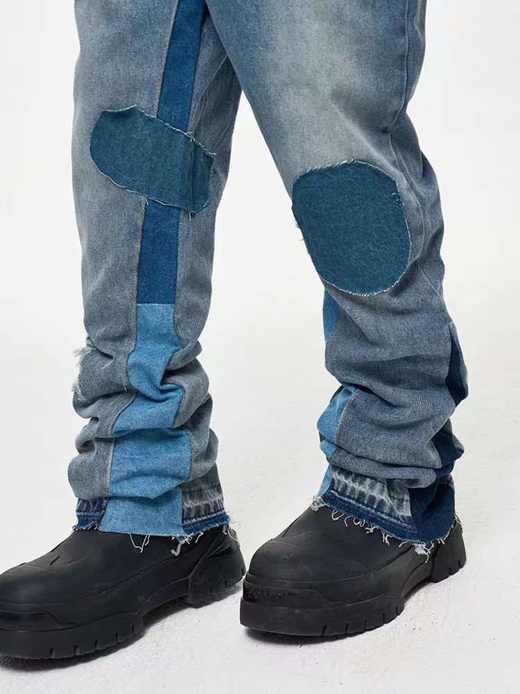 Japanese Brand × Jean High Street Spliced Patchwork Aged Loose Micro Flare Jeans Size US 34 / EU 50 - 4 Thumbnail