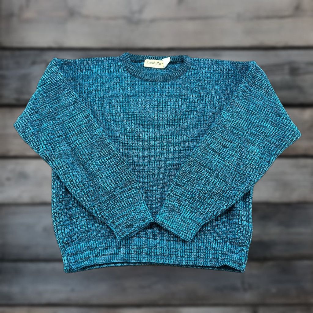 Vintage VINTAGE St Johns Bay Sweater Mens M Blue Pullover Cable Knit Acrylic 90s Champion? [But must only use original words.] Size US M / EU 48-50 / 2 - 1 Thumbnail