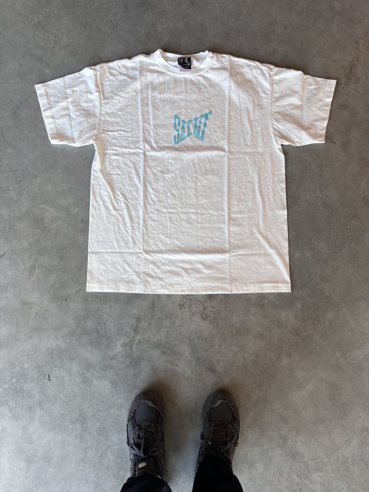 トップス SAINTMICHAEL RIBON SAINT TEE XL Saint Michael Saint Michael Ribon Saint T-shirt White/Blue