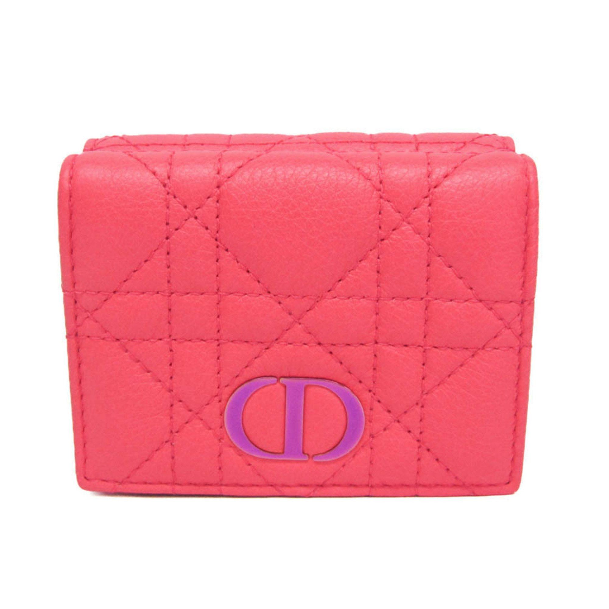 Dior Christian Dior Cannage/Lady Dior CARO Medium Wallet S50304HPV Women's Leather Wallet (tri-fold) Pink Size ONE SIZE - 1 Thumbnail